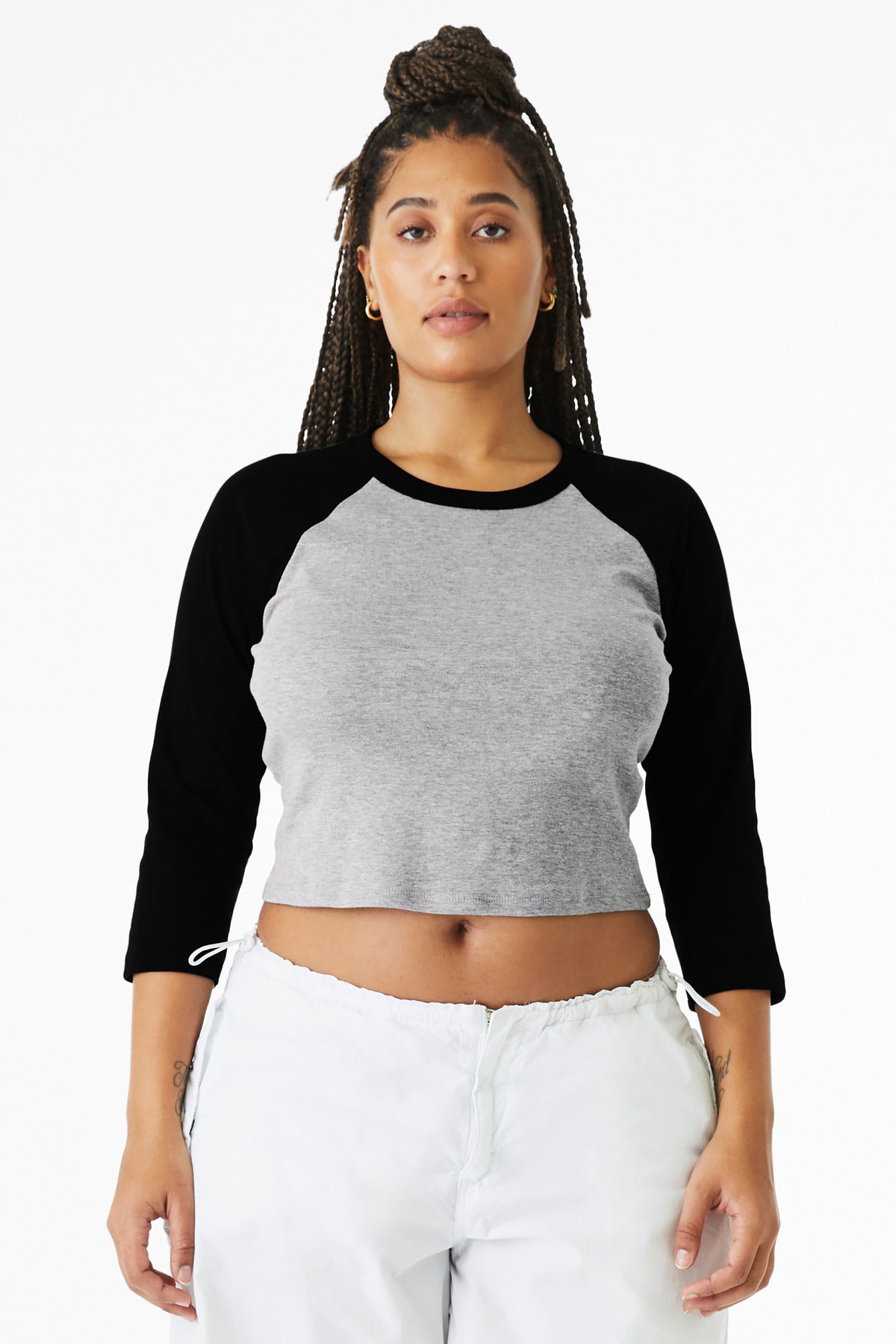 Playera baby tee raglán de mujer, manga 3/4, micro rib - 5.4 oz | BELLA+CANVAS BC1200