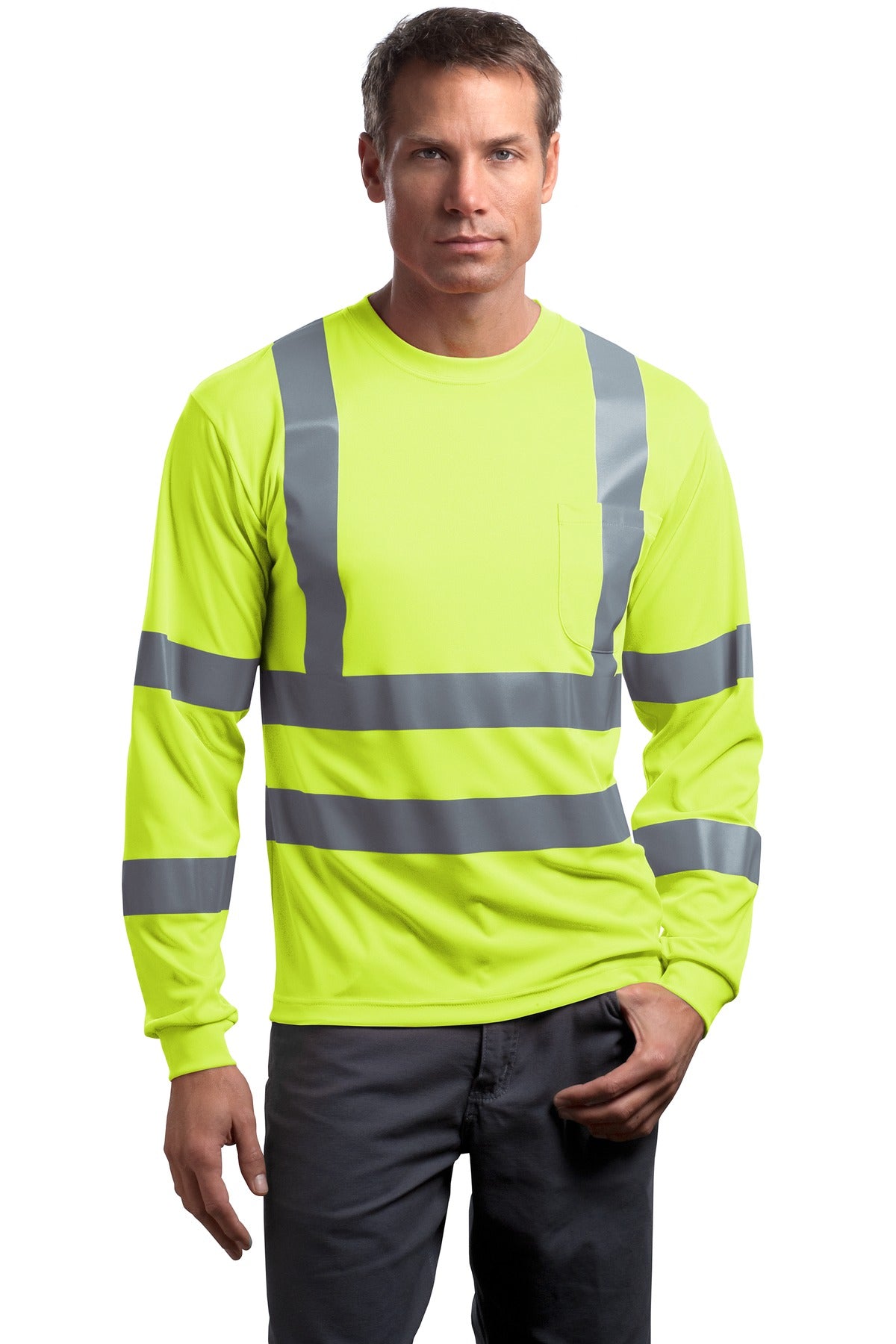 CornerStone CS409 ANSI 107 Class 3 Long Sleeve Snag-Resistant Reflective T-Shirt