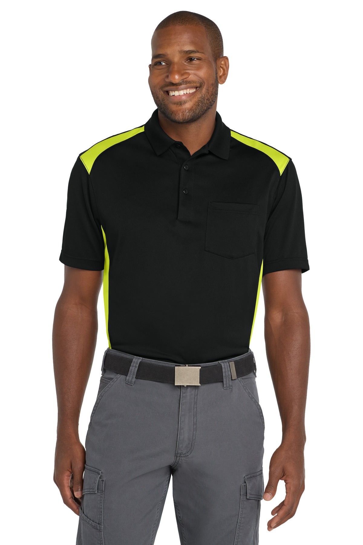 CornerStone CS416 Select Snag-Proof Two Way Colorblock Pocket Polo