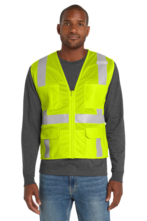CornerStone CSV104 ANSI 107 Class 2 Mesh Six-Pocket Zippered Vest