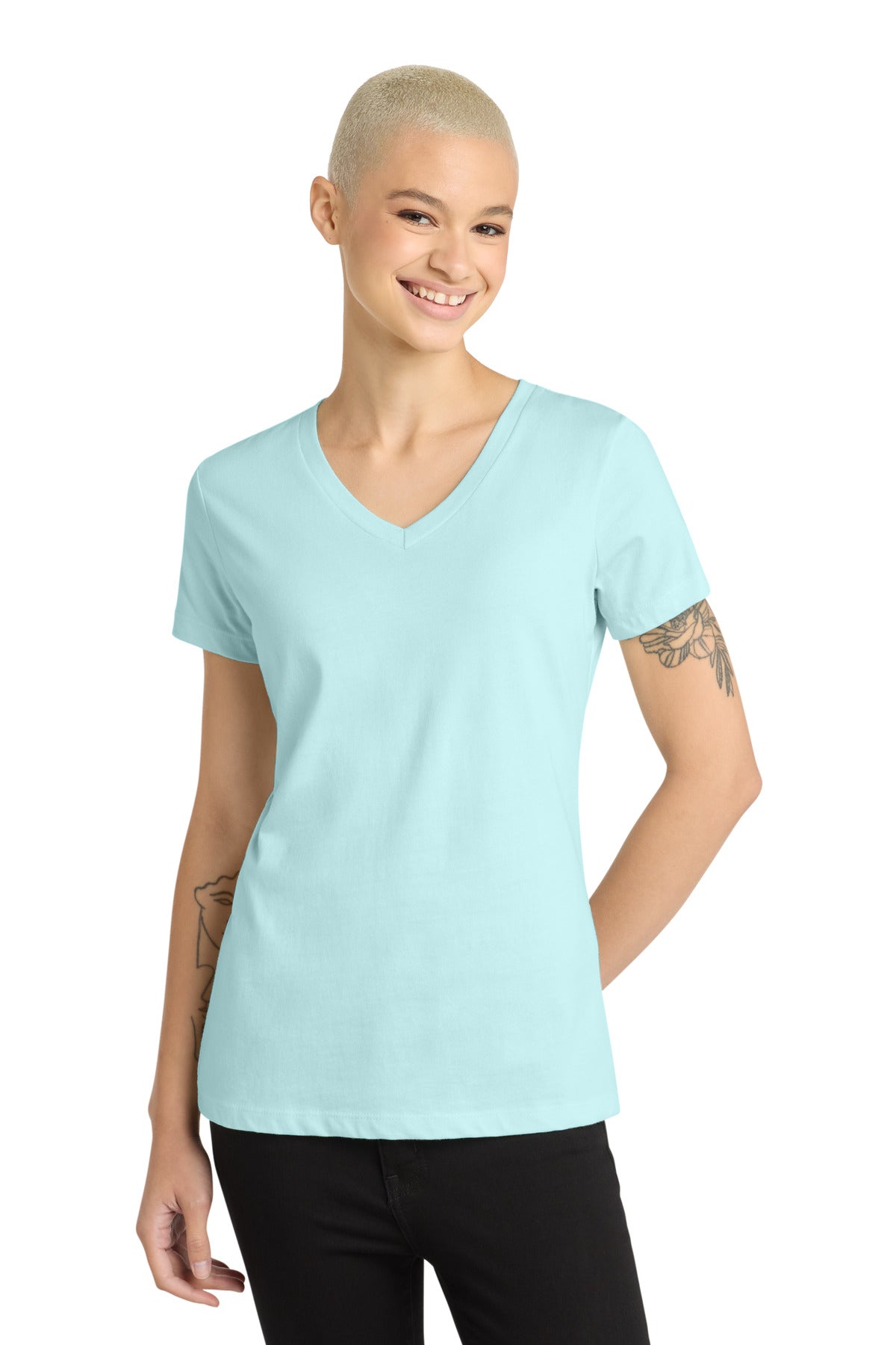 Playera cuello en V Perfect Weight ® para mujer - 4.3 oz | District DM1170L