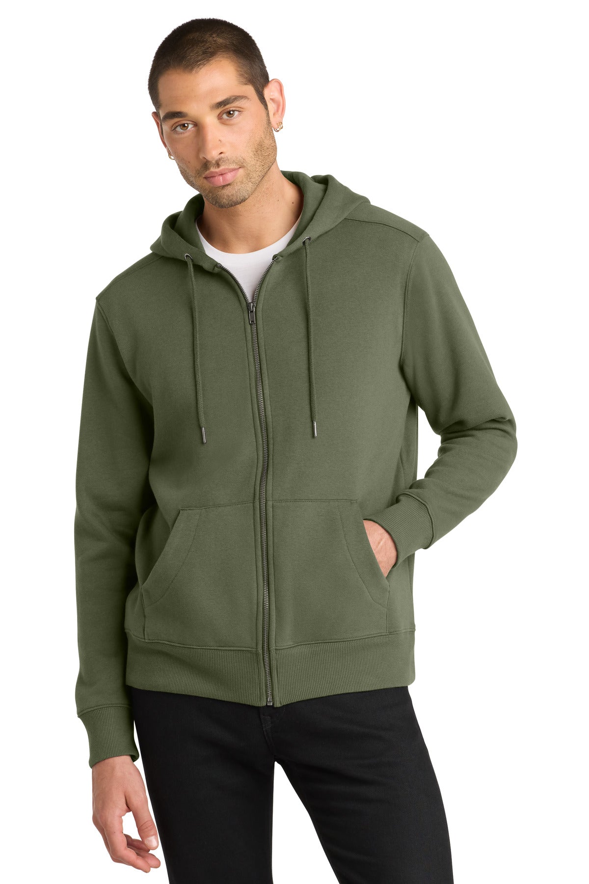 District DT1103 Perfect Weight Fleece Full-Zip Hoodie