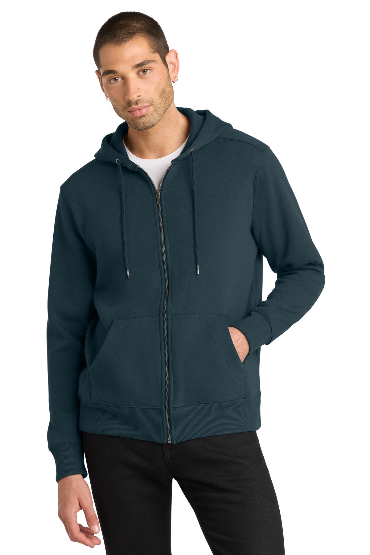 District DT1103 Perfect Weight Fleece Full-Zip Hoodie