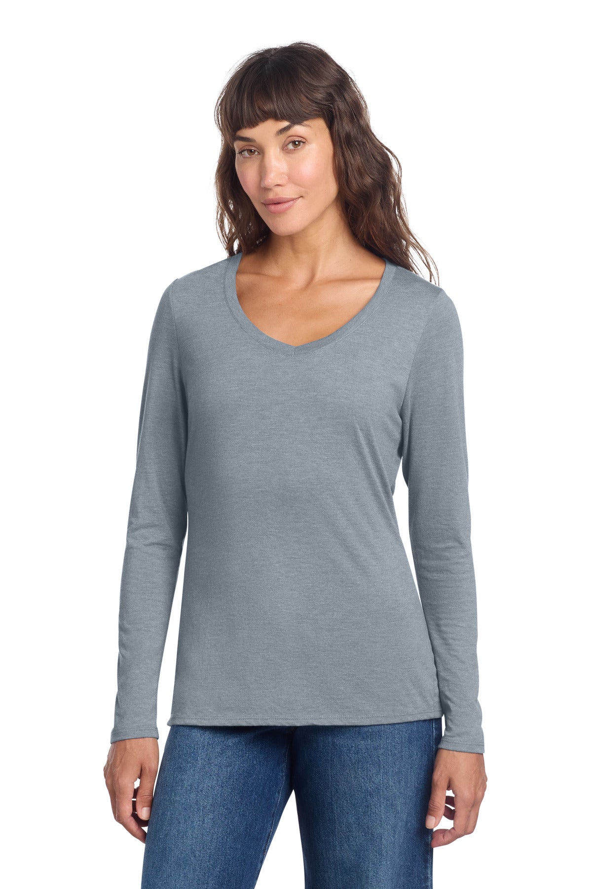 District DT135 Women's Perfect Tri Long Sleeve V-Neck Tee
