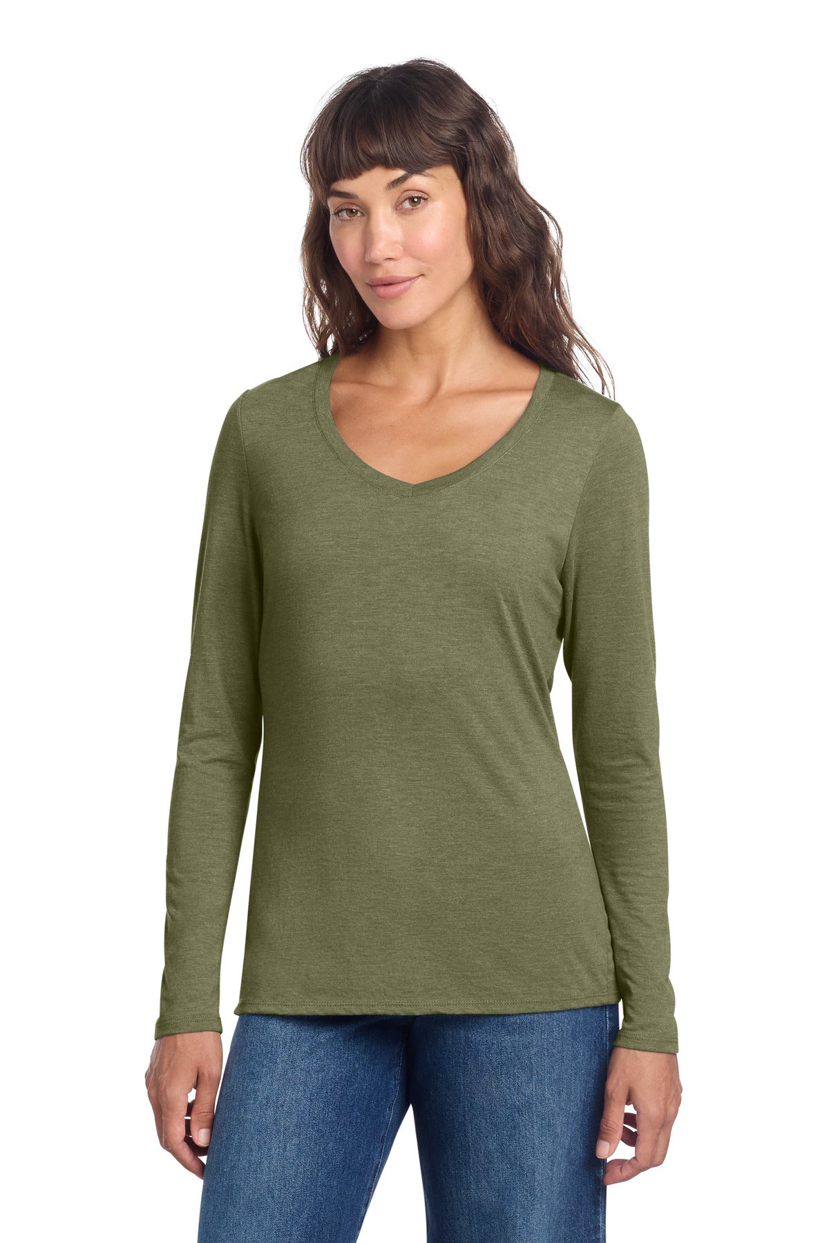 District DT135 Women's Perfect Tri Long Sleeve V-Neck Tee