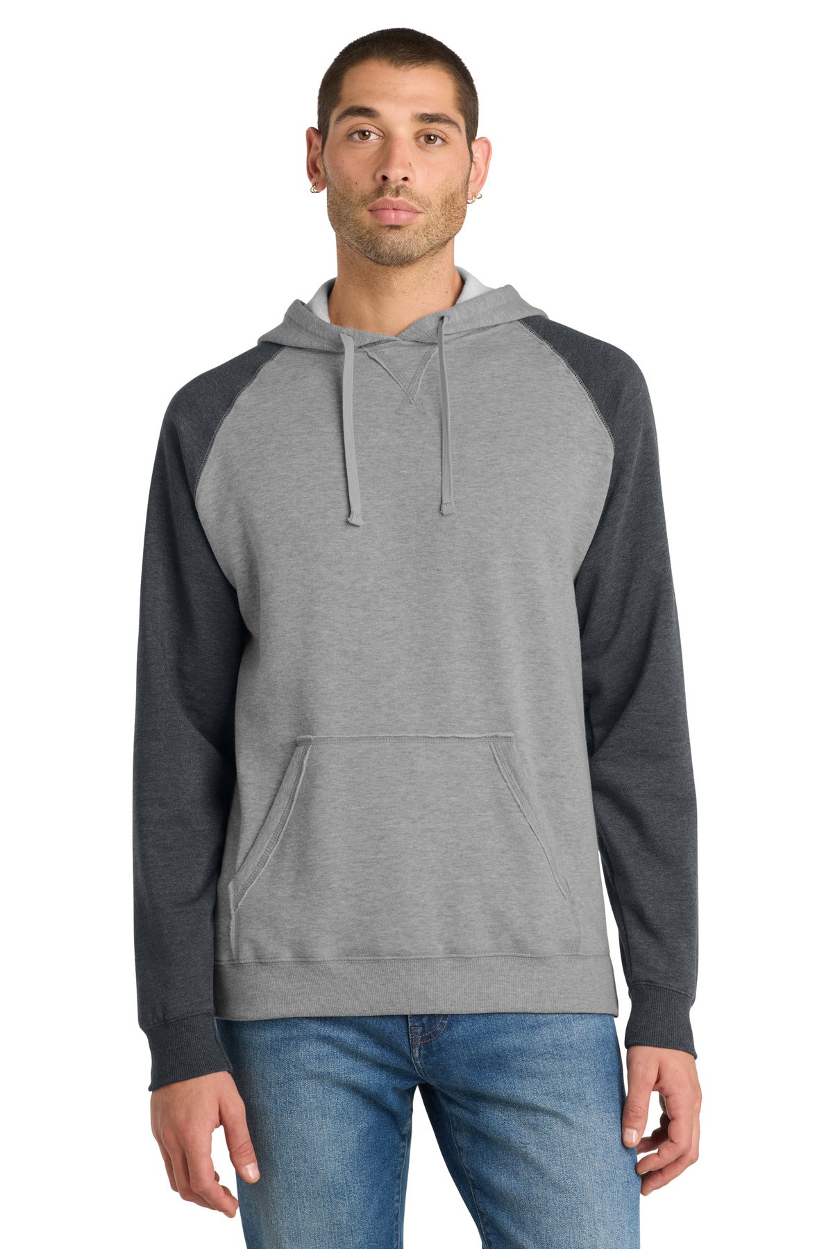 District DT196 Young Mens Lightweight Fleece Raglan Hoodie