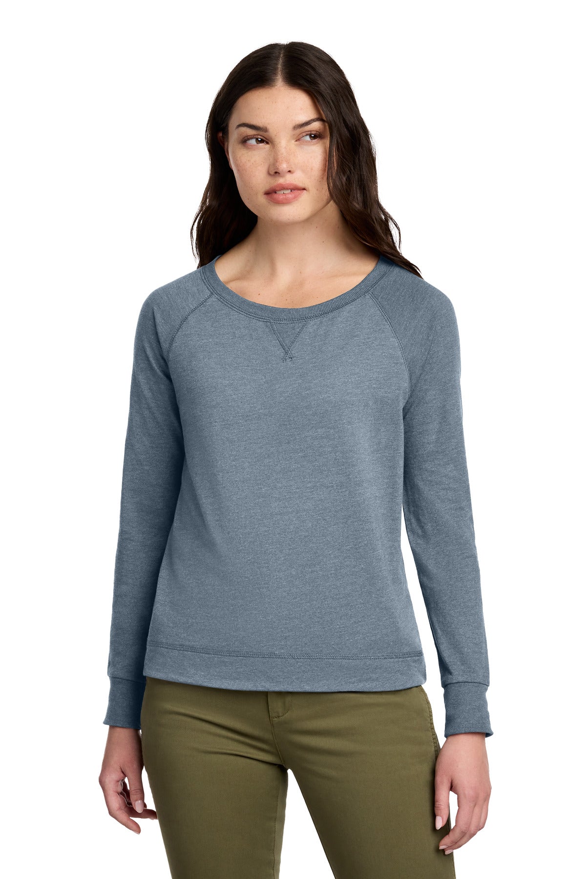District DT672 Women's Featherweight French Terry Long Sleeve Crewneck