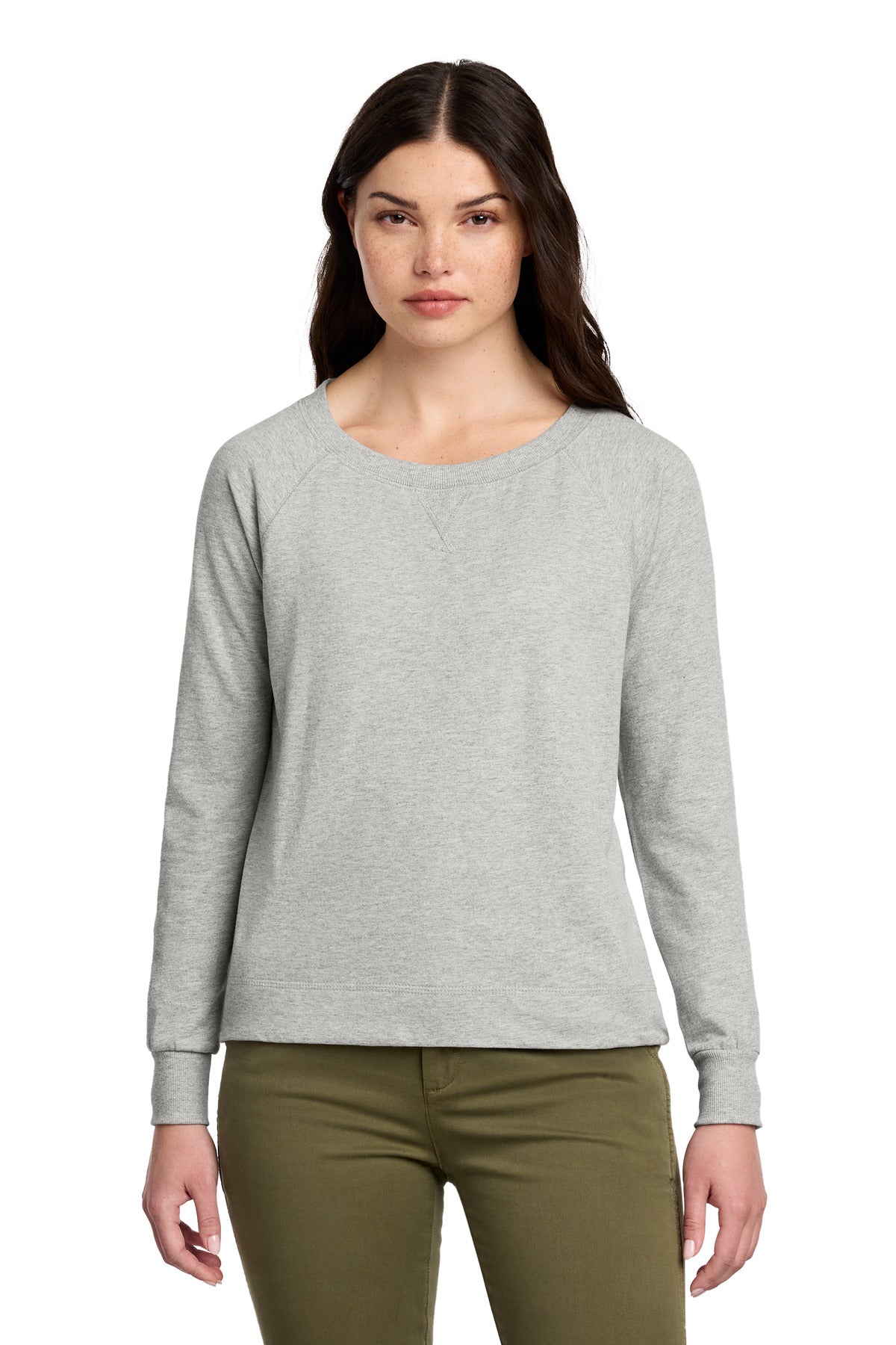 District DT672 Women's Featherweight French Terry Long Sleeve Crewneck