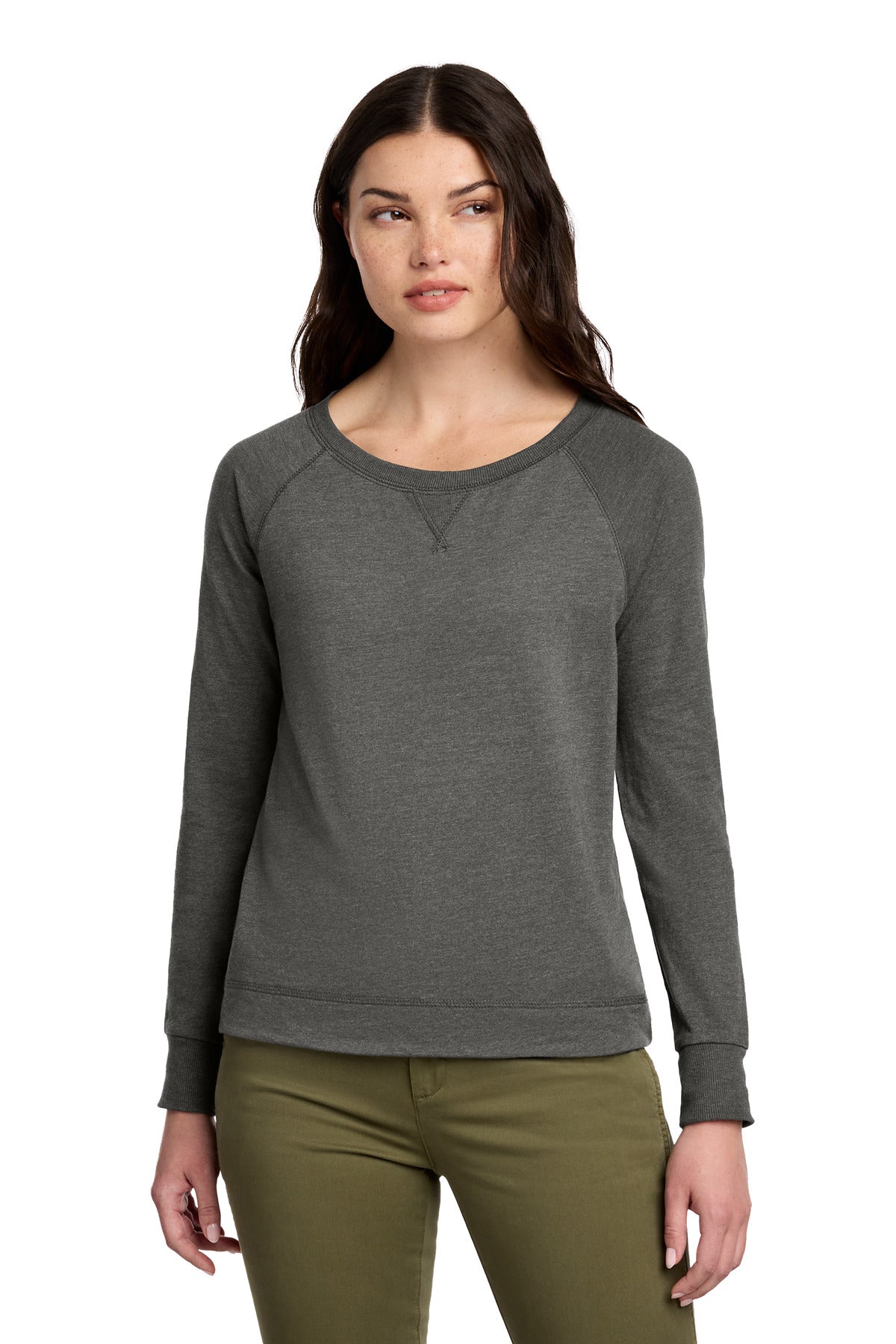 District DT672 Women's Featherweight French Terry Long Sleeve Crewneck