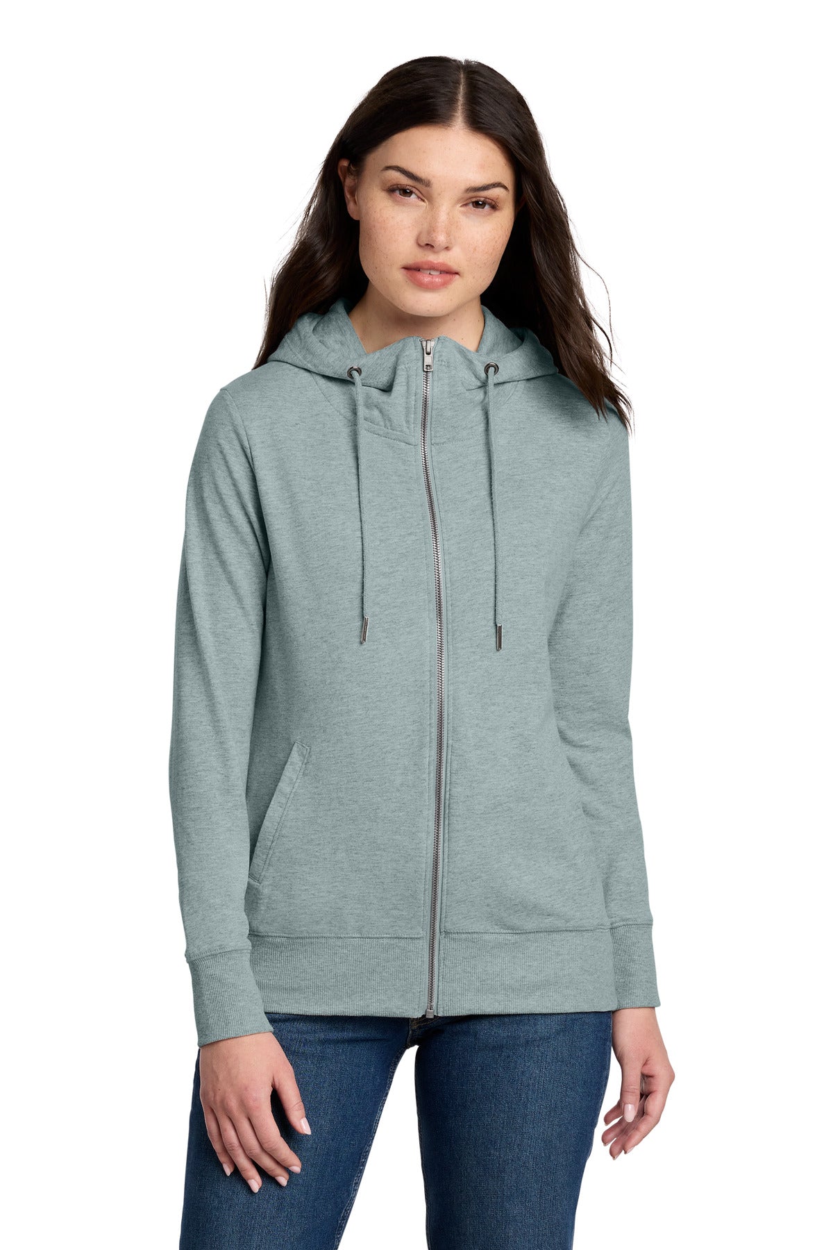 District DT673 Women's Featherweight French Terry Full-Zip Hoodie