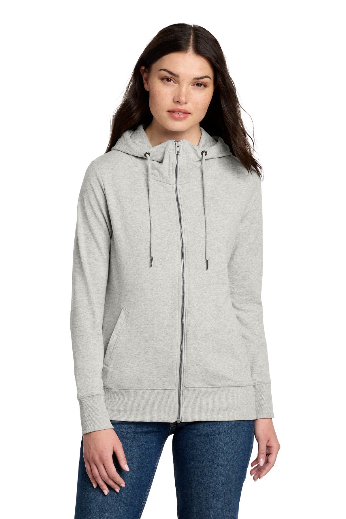 District DT673 Women's Featherweight French Terry Full-Zip Hoodie
