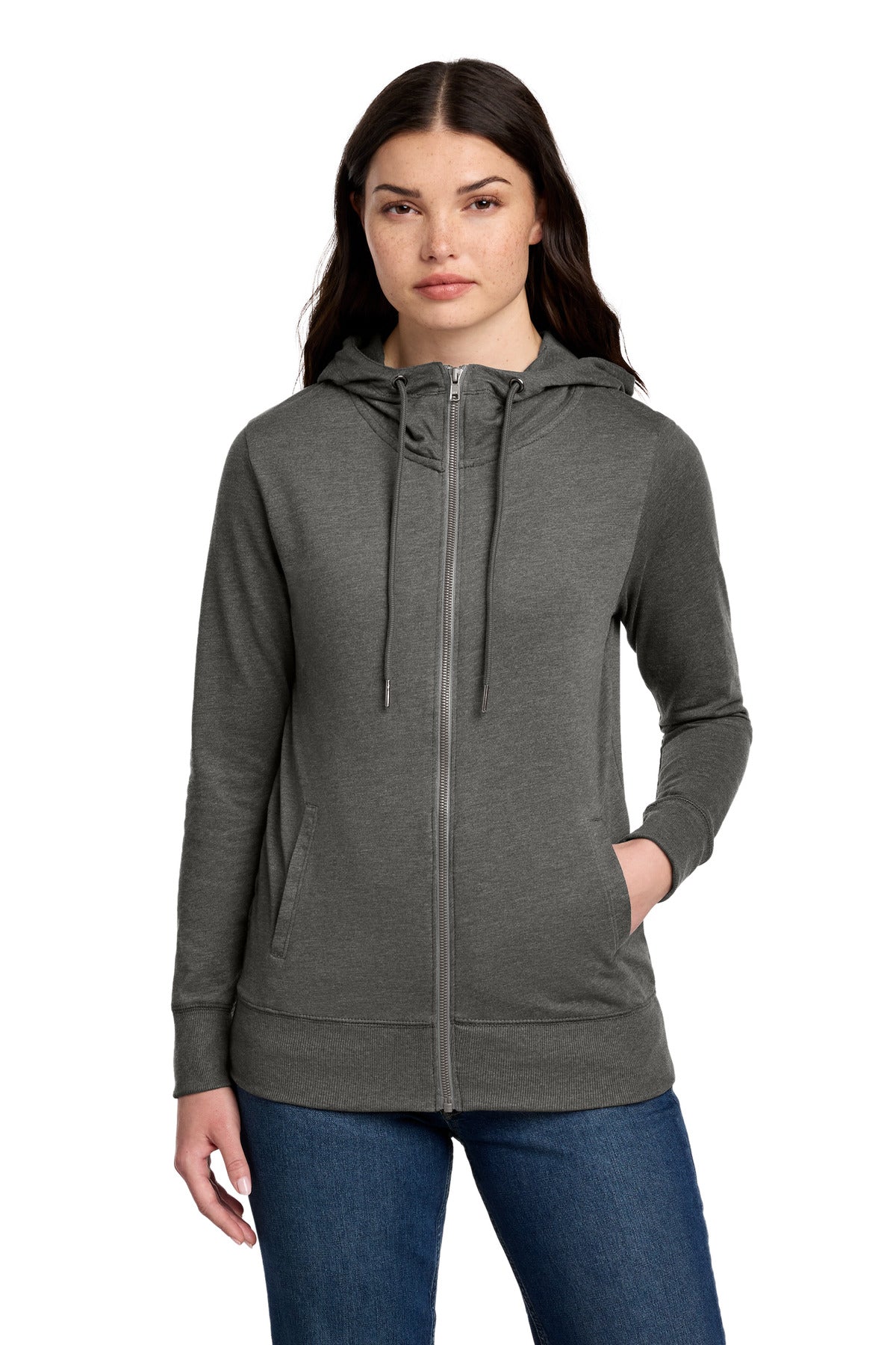 District DT673 Women's Featherweight French Terry Full-Zip Hoodie