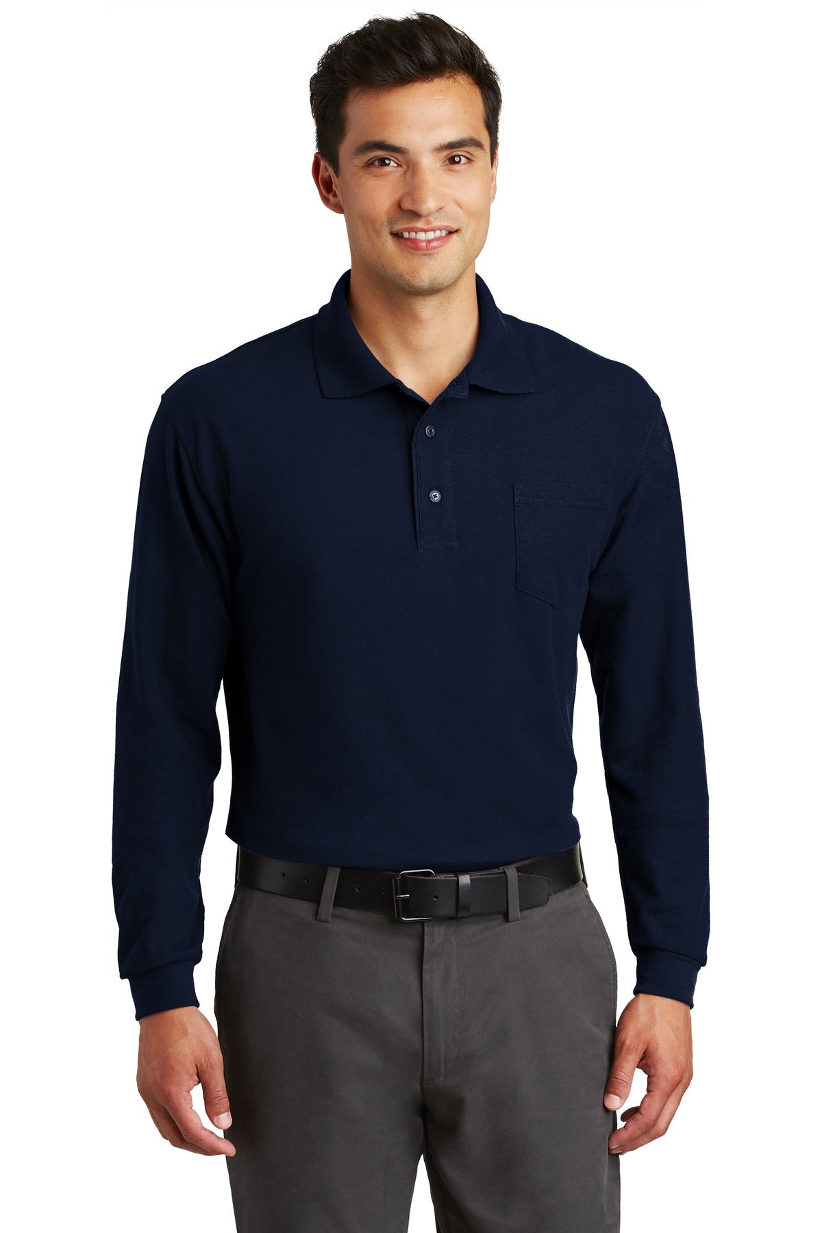 Port Authority K500LSP Long Sleeve Silk Touch Polo with Pocket