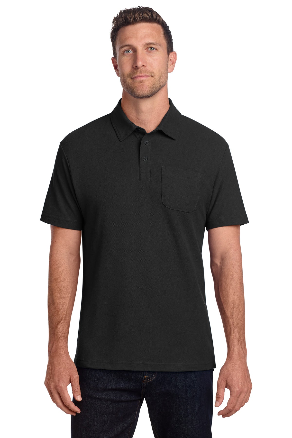 Port Authority K868 C-FREE Cotton Blend Pique Pocket Polo