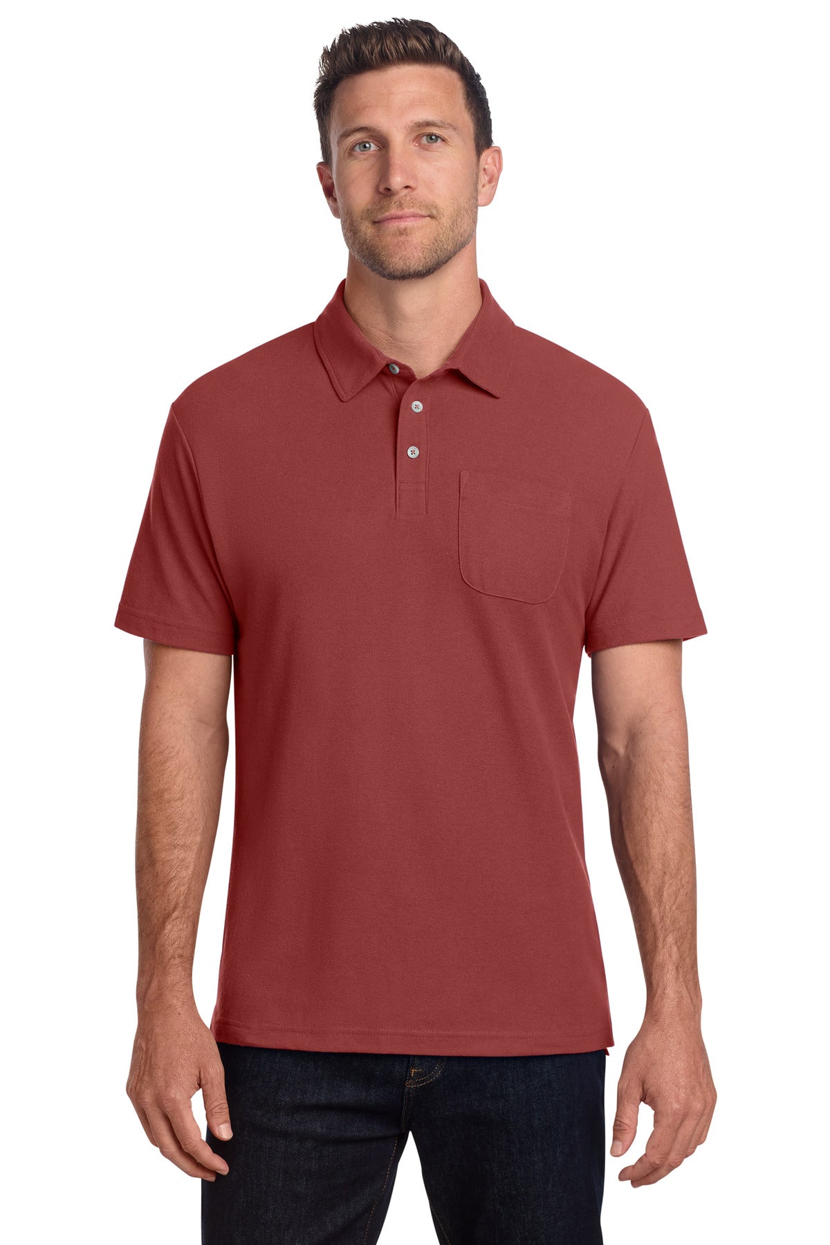 Port Authority K868 C-FREE Cotton Blend Pique Pocket Polo