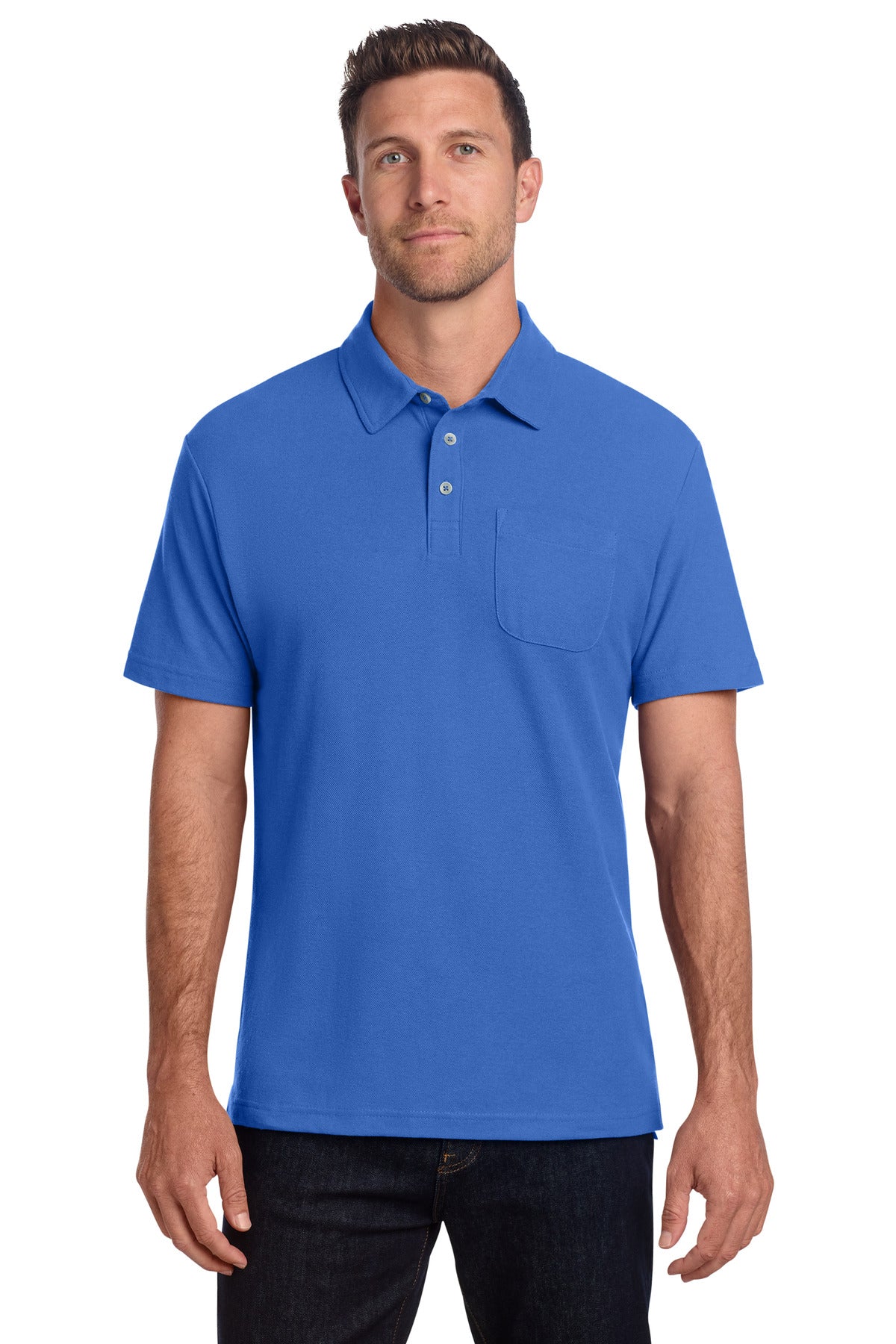 Port Authority K868 C-FREE Cotton Blend Pique Pocket Polo
