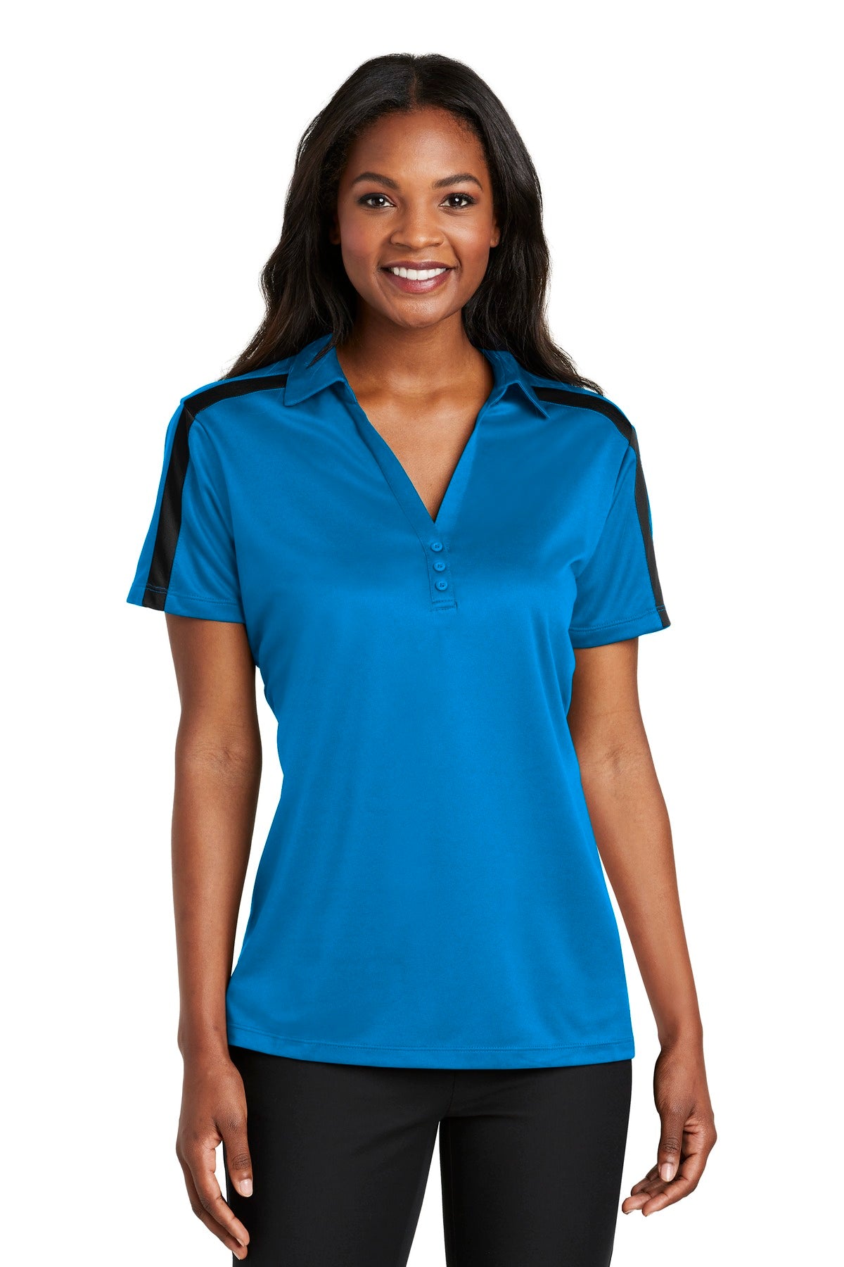 Port Authority L547 Women's Silk Touch Performance Colorblock Stripe Polo