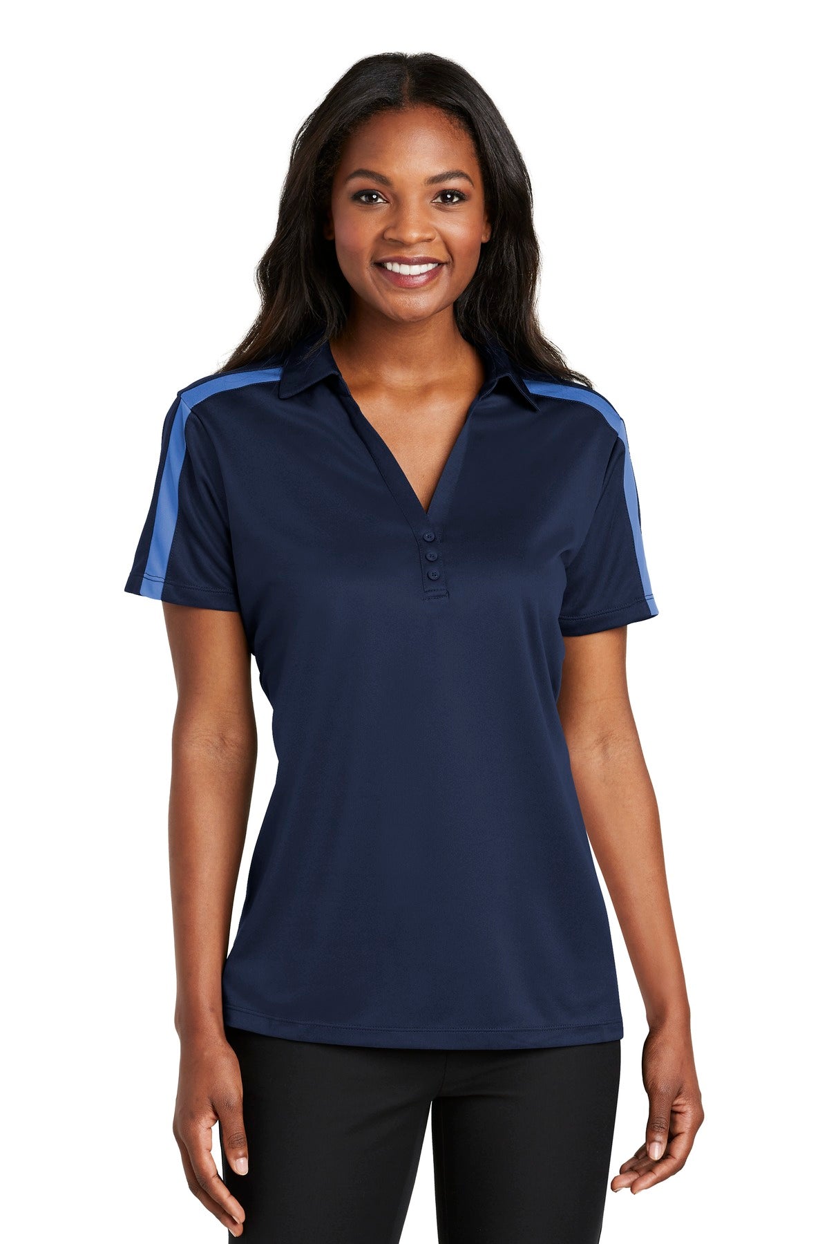 Port Authority L547 Women's Silk Touch Performance Colorblock Stripe Polo
