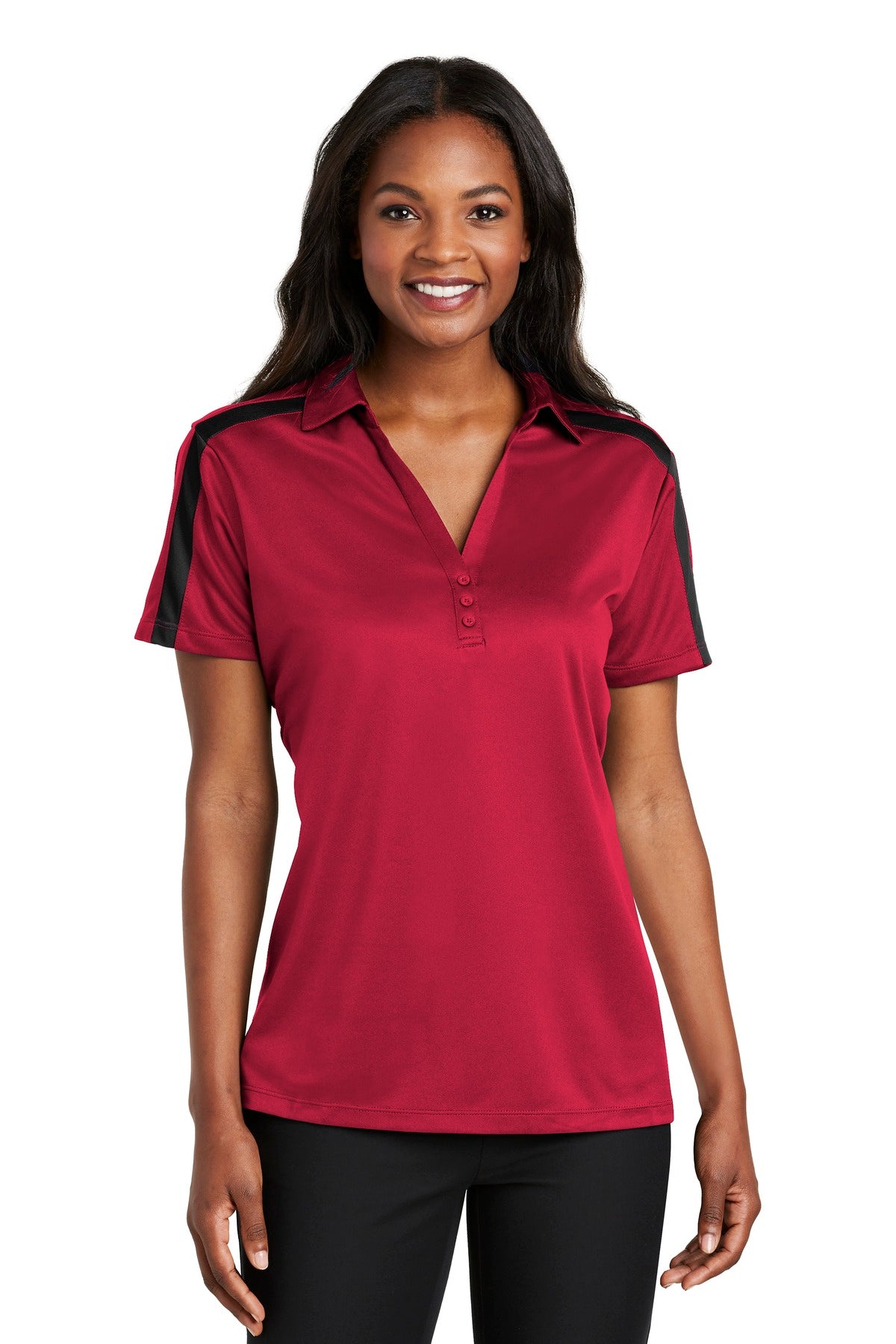 Port Authority L547 Women's Silk Touch Performance Colorblock Stripe Polo