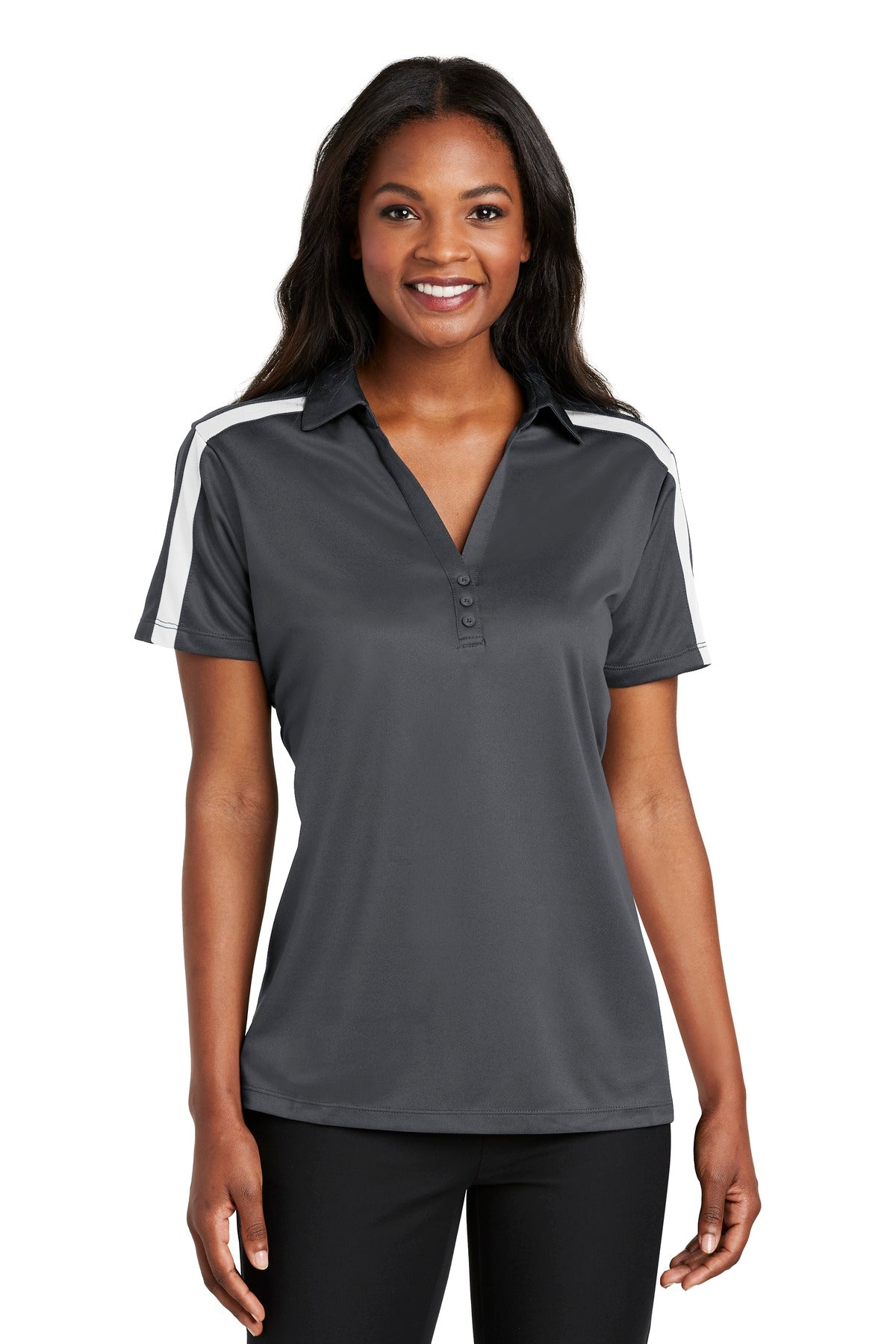 Port Authority L547 Women's Silk Touch Performance Colorblock Stripe Polo