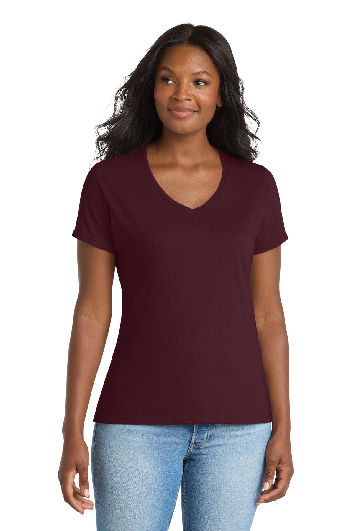 Port & Co LPC381V Women's Performance Blend V-Neck Tee