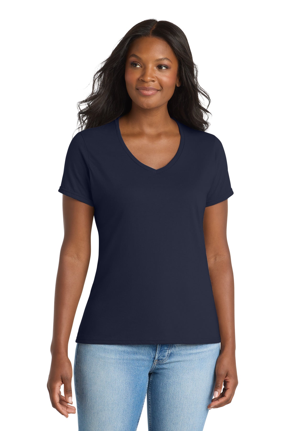 Port & Co LPC381V Women's Performance Blend V-Neck Tee
