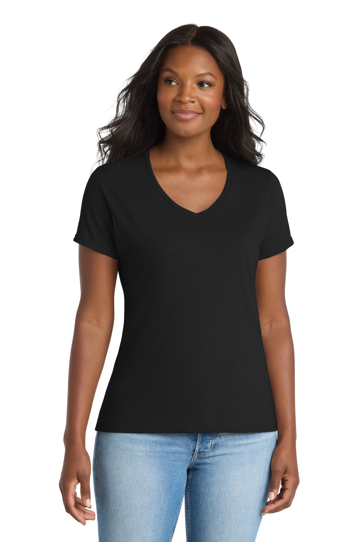 Port & Co LPC381V Women's Performance Blend V-Neck Tee