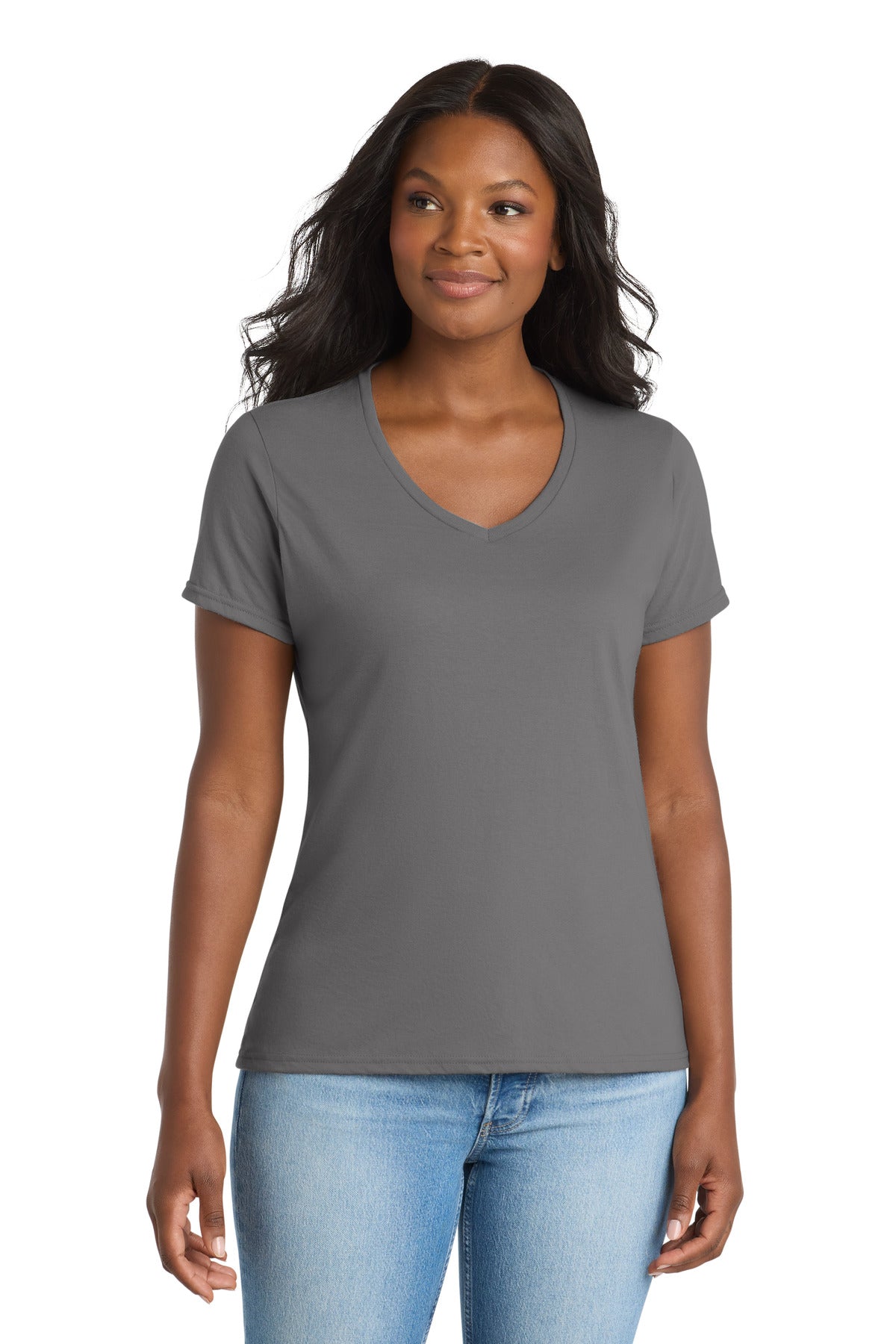 Port & Co LPC381V Women's Performance Blend V-Neck Tee