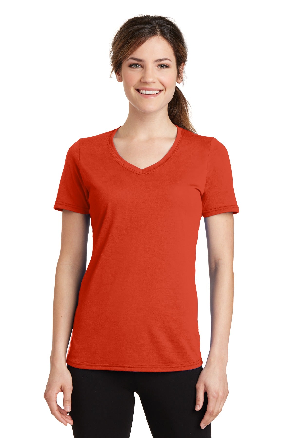 Port & Co LPC381V Women's Performance Blend V-Neck Tee