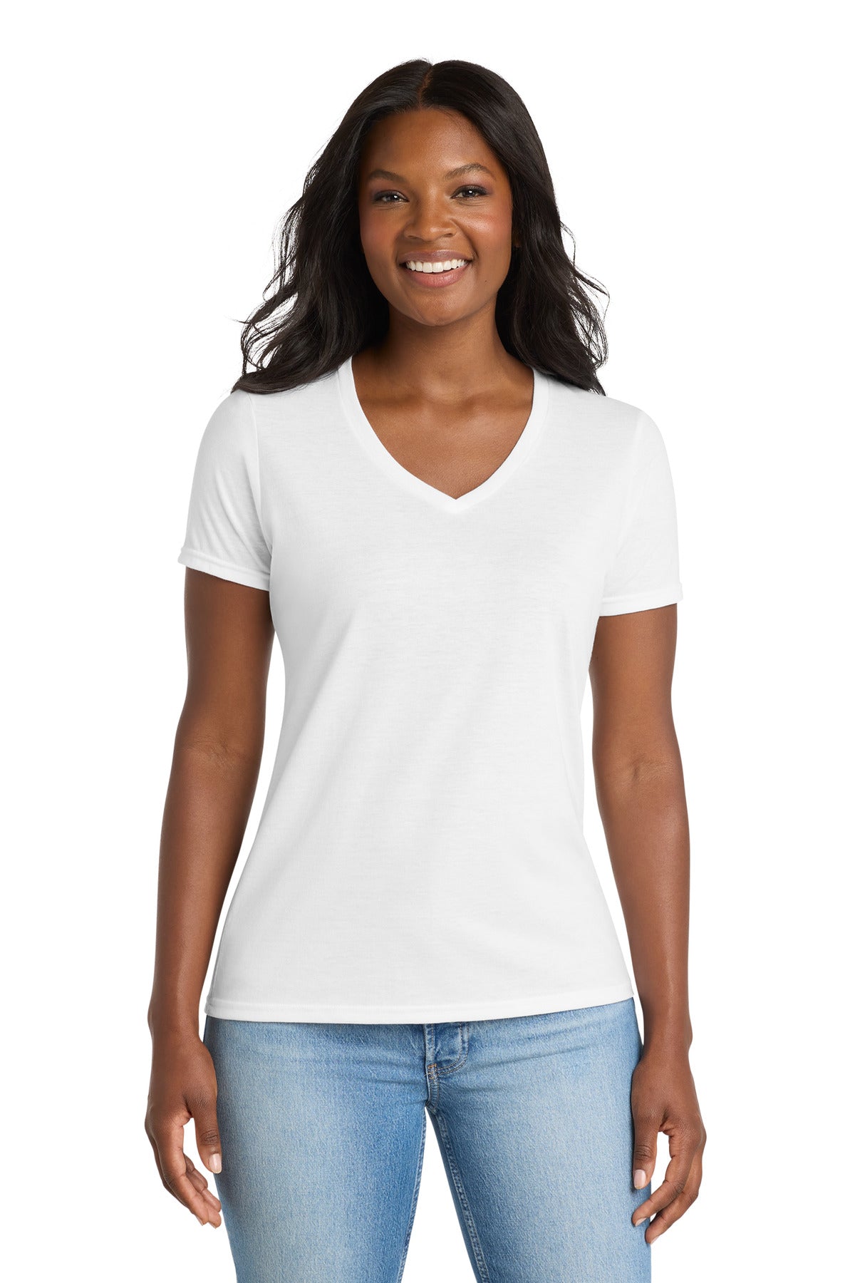 Port & Co LPC381V Women's Performance Blend V-Neck Tee