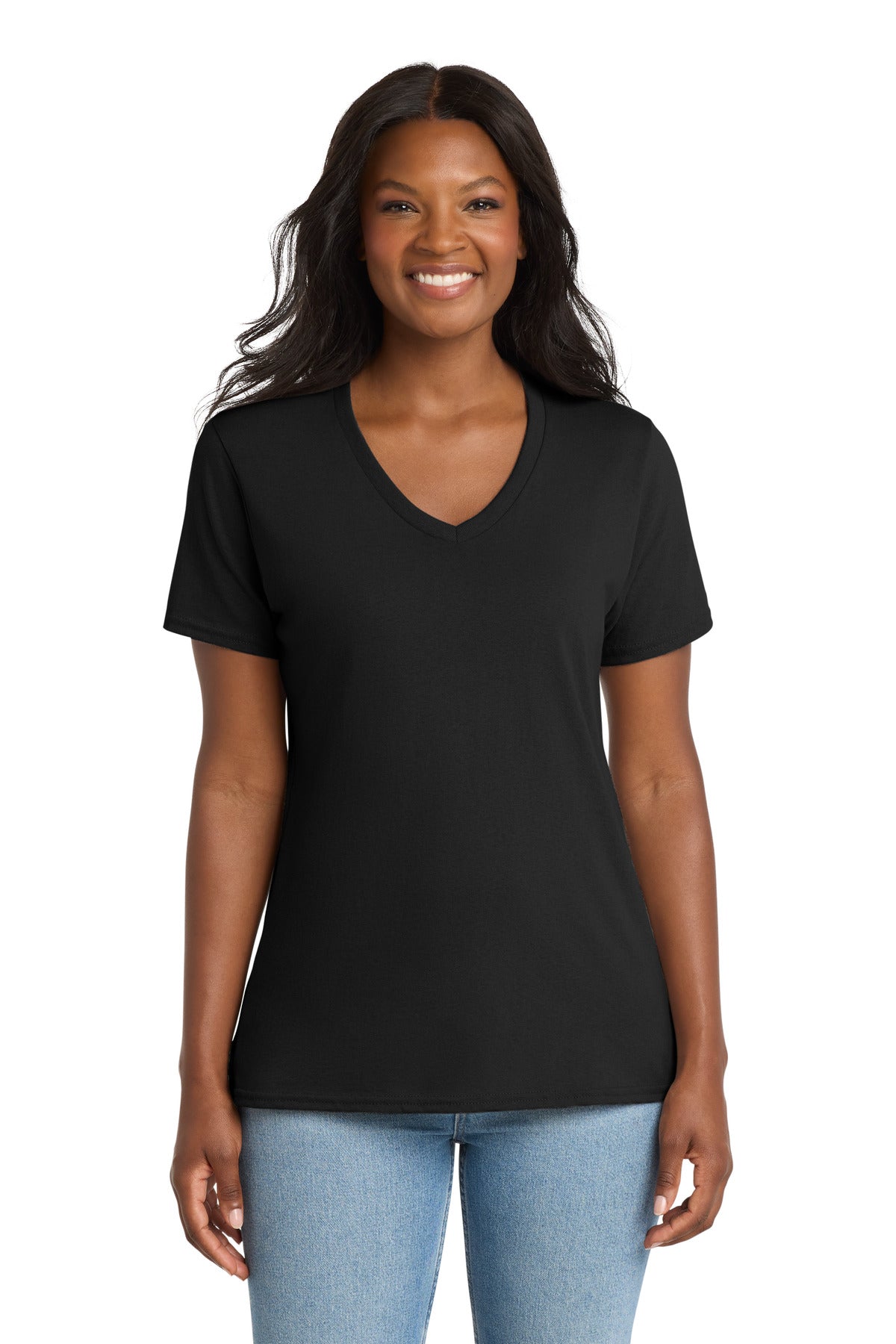 Port & Co LPC54V Women's Core Cotton V-Neck Tee