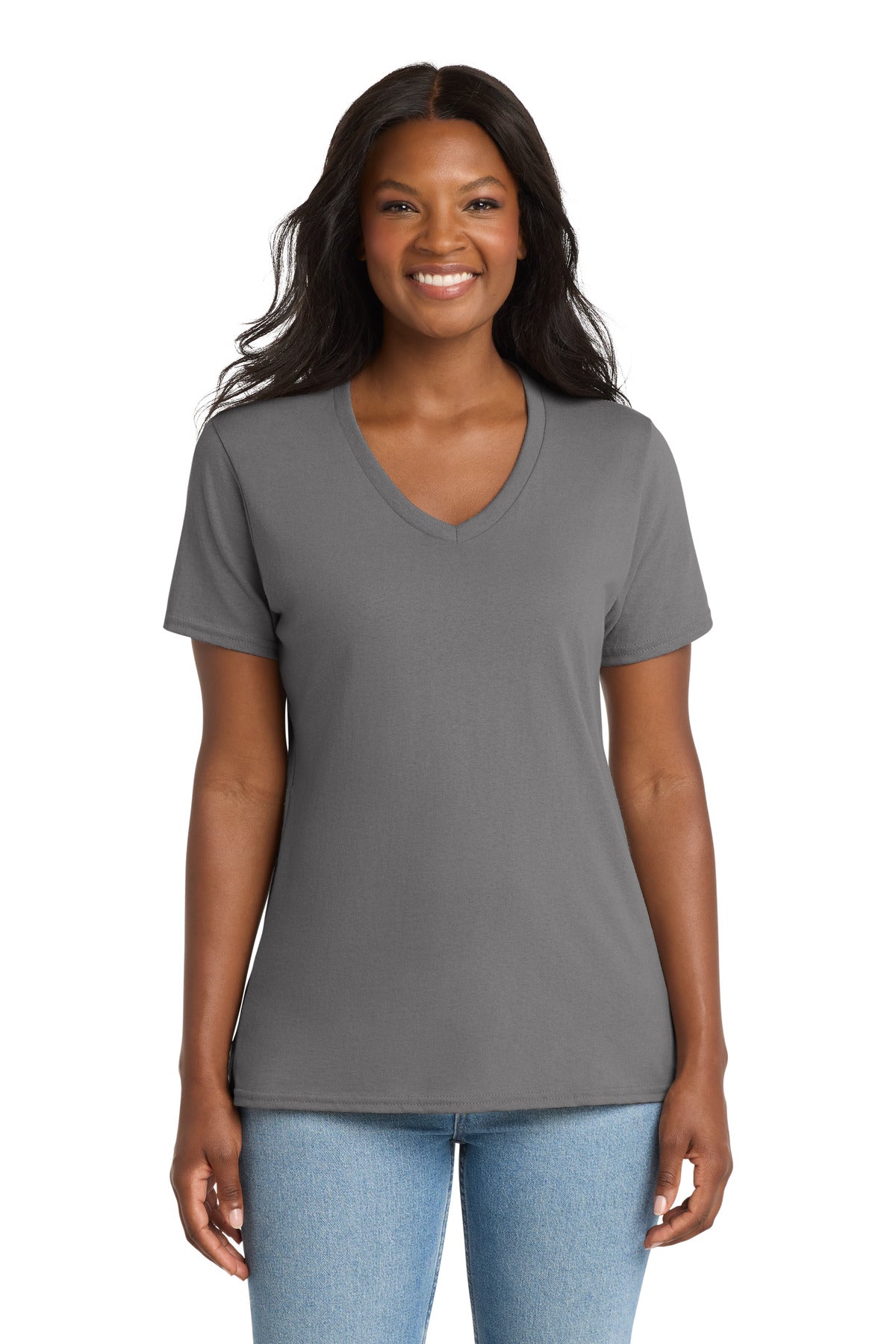 Port & Co LPC54V Women's Core Cotton V-Neck Tee