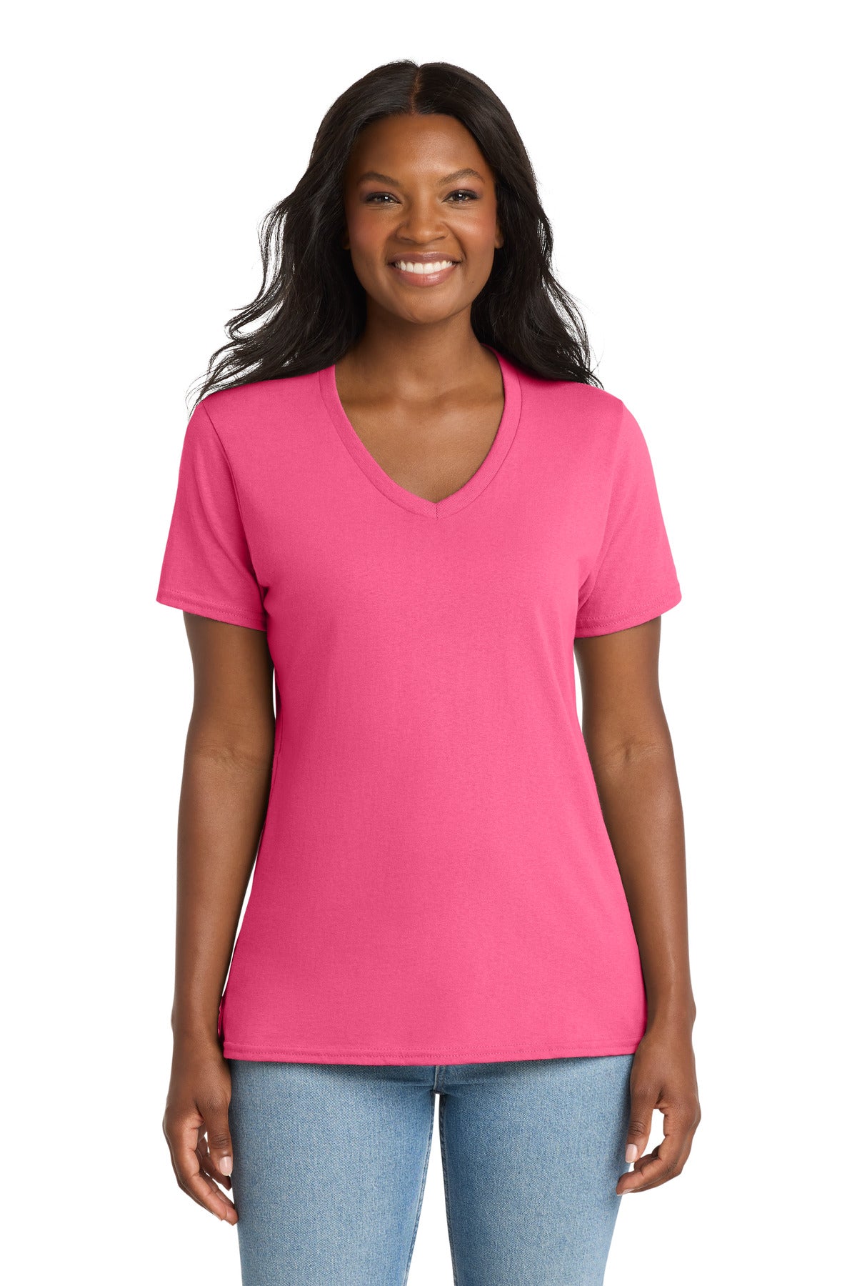 Port & Co LPC54V Women's Core Cotton V-Neck Tee