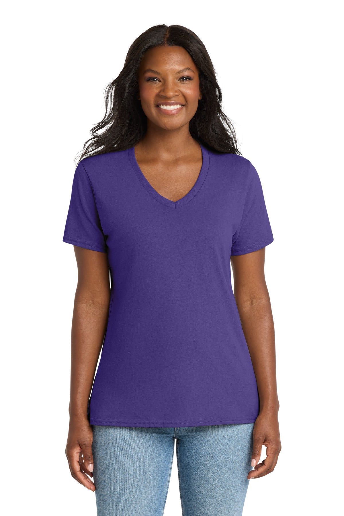 Port & Co LPC54V Women's Core Cotton V-Neck Tee