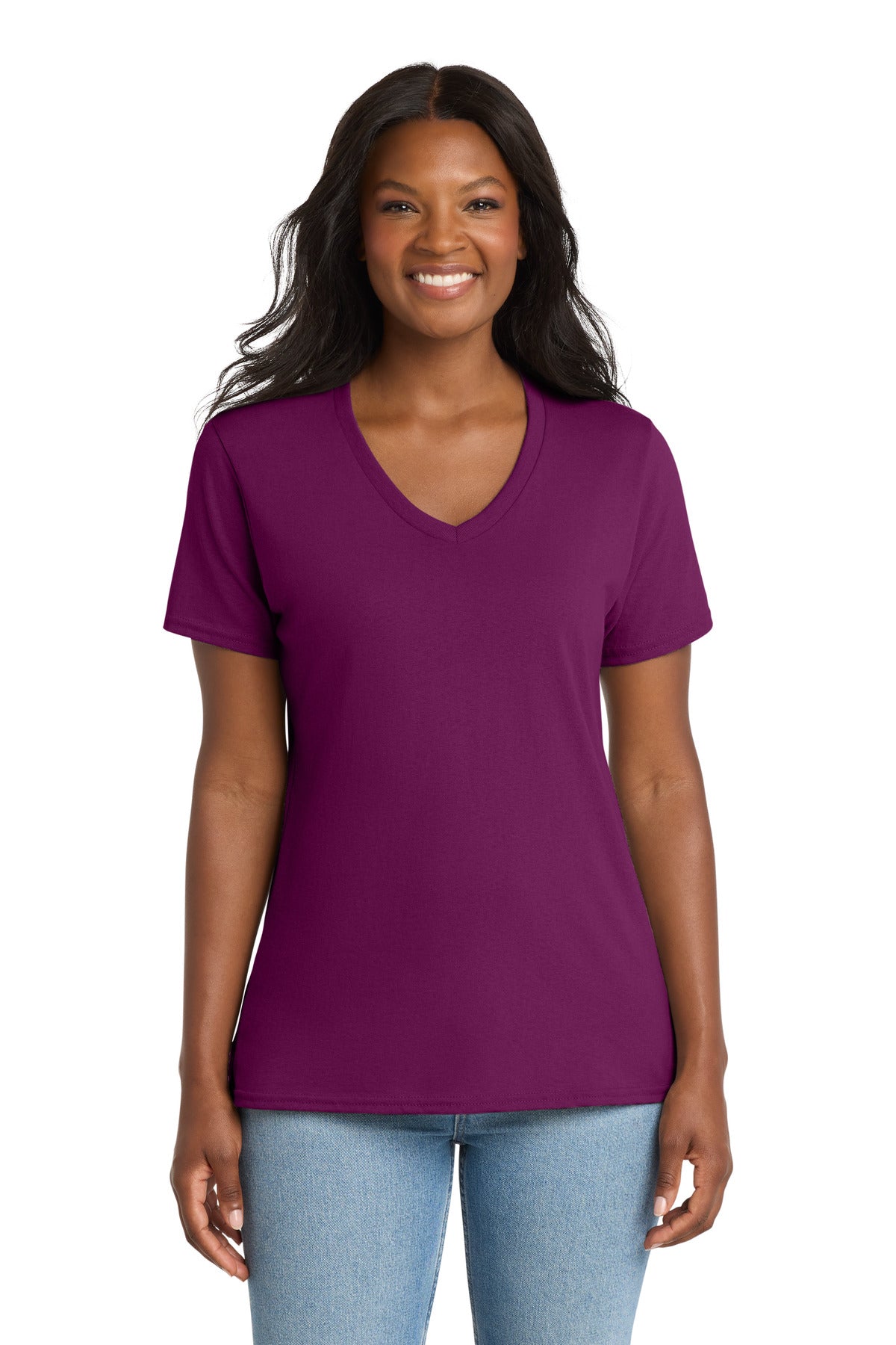 Port & Co LPC54V Women's Core Cotton V-Neck Tee