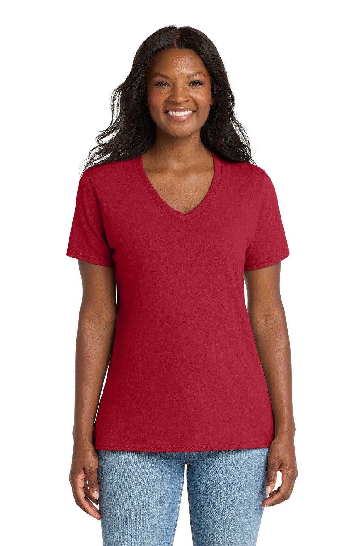 Port & Co LPC54V Women's Core Cotton V-Neck Tee