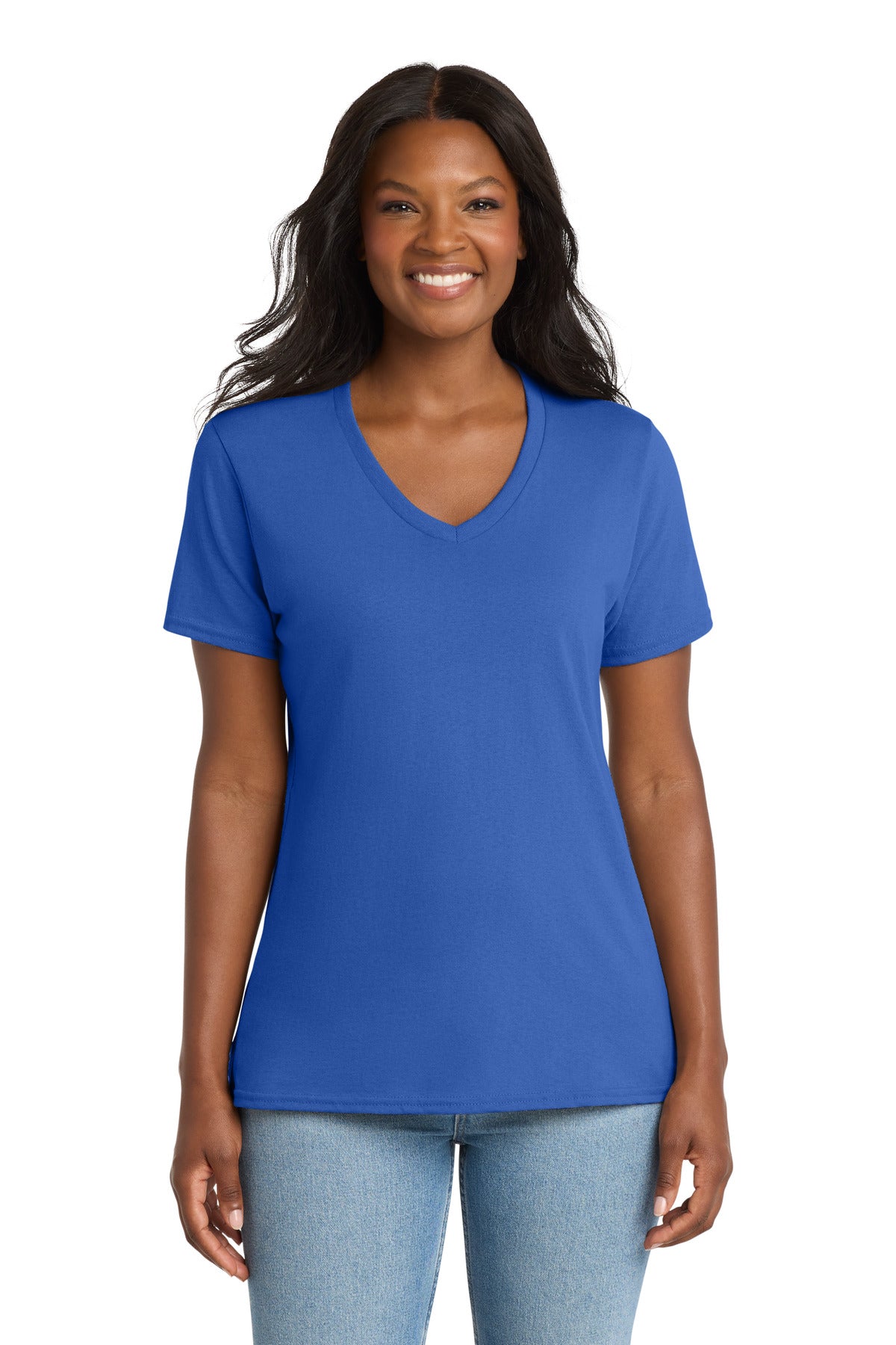 Port & Co LPC54V Women's Core Cotton V-Neck Tee