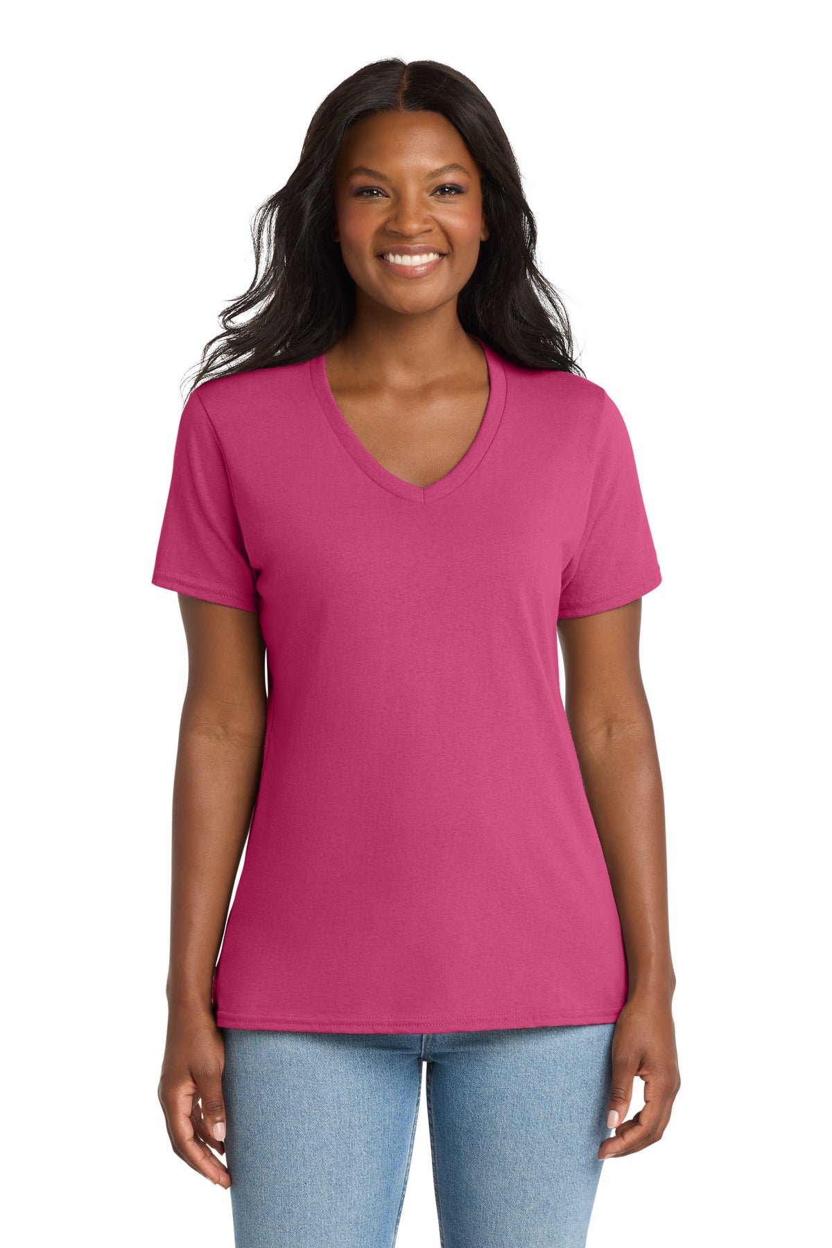 Port & Co LPC54V Women's Core Cotton V-Neck Tee