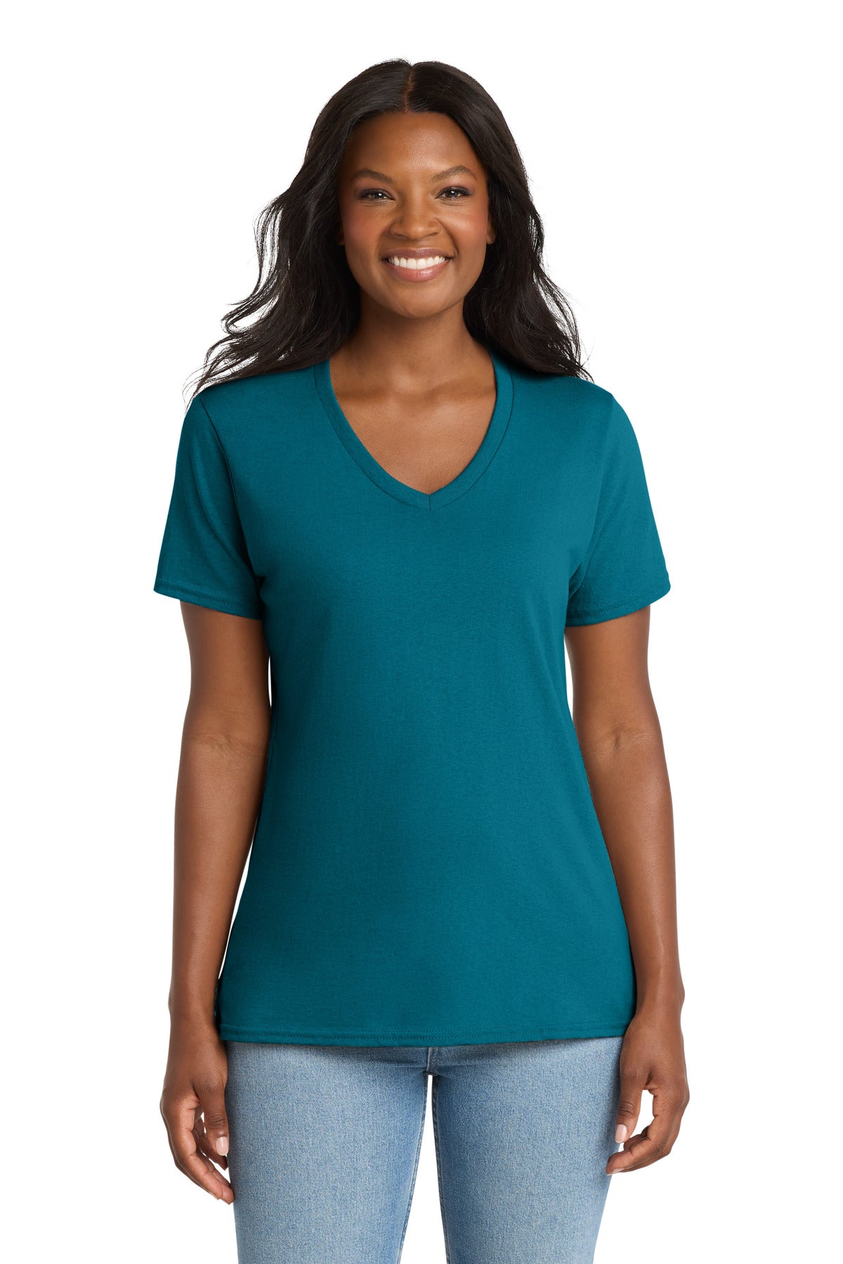 Port & Co LPC54V Women's Core Cotton V-Neck Tee