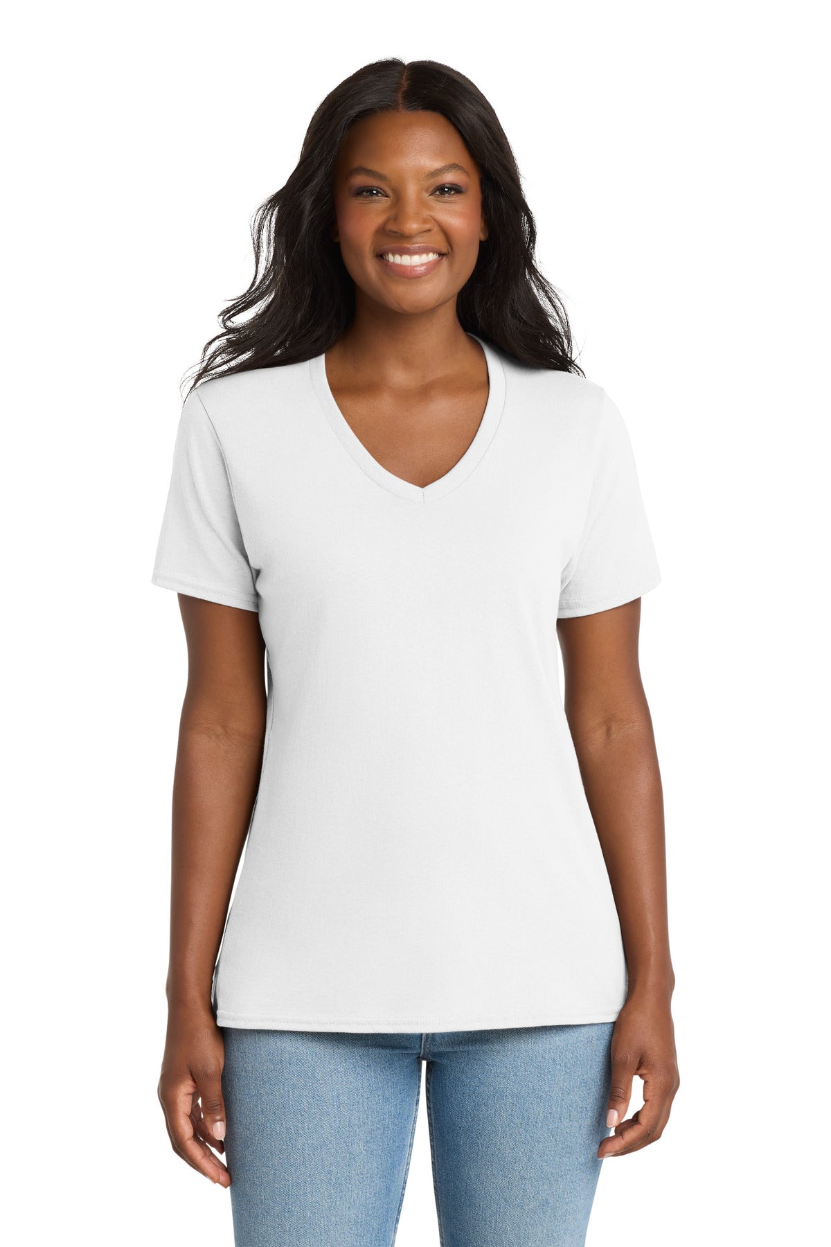 Port & Co LPC54V Women's Core Cotton V-Neck Tee