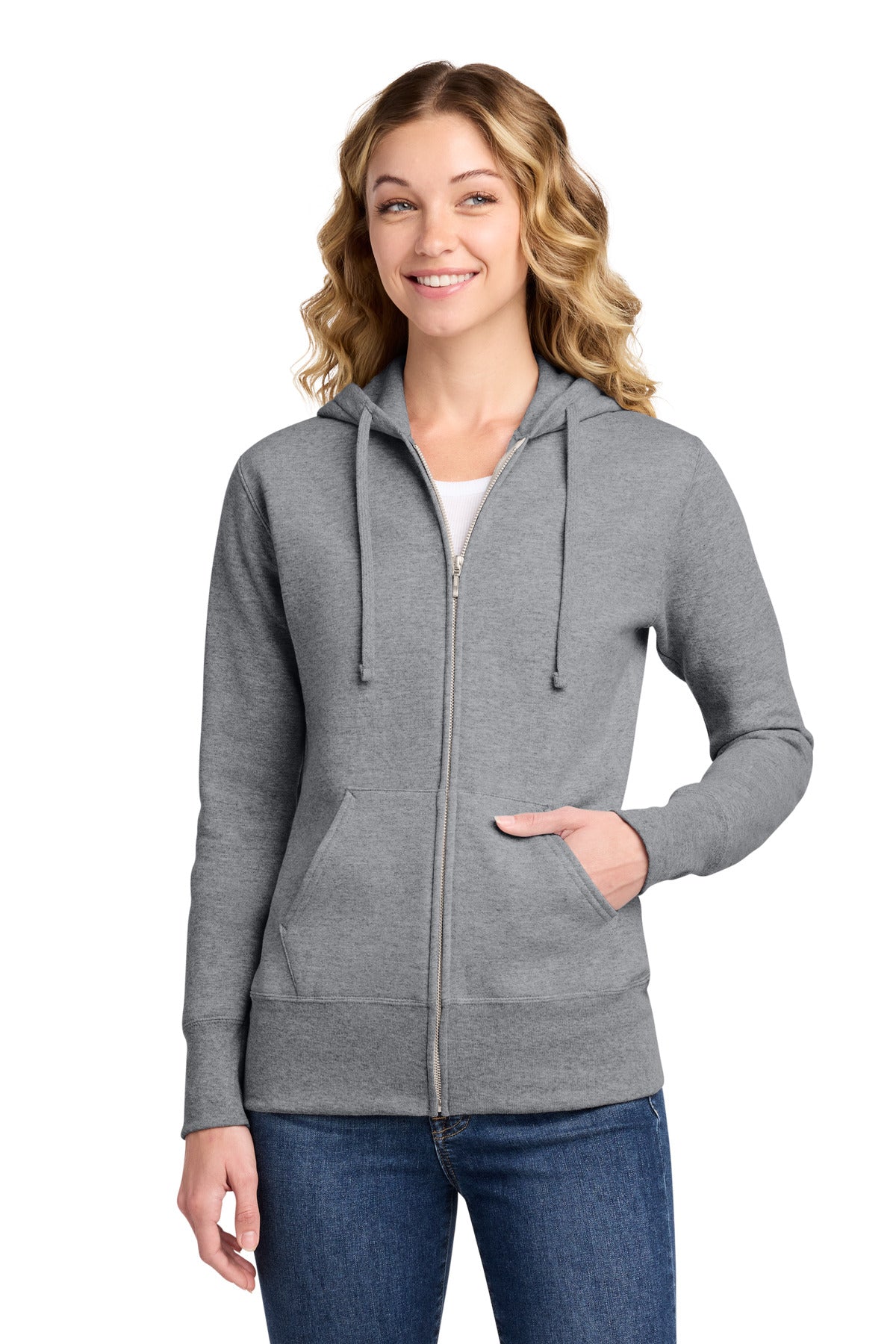 Women's Core Fleece Full-Zip Hooded Sweatshirt - 7.8 oz | Port & Co LPC78ZH