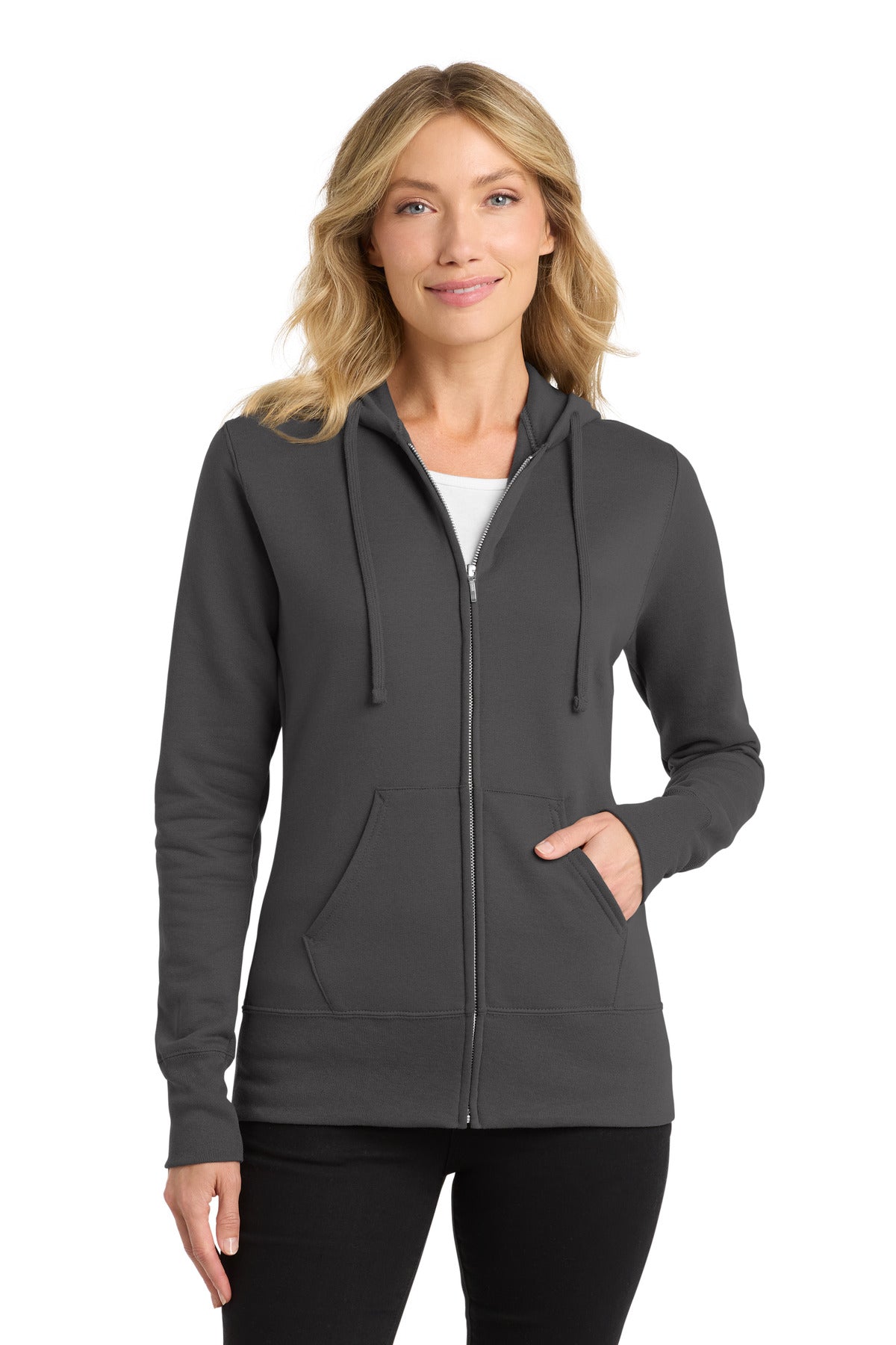 Port & Co LPC78ZH Women's Core Fleece Full-Zip Hooded Sweatshirt