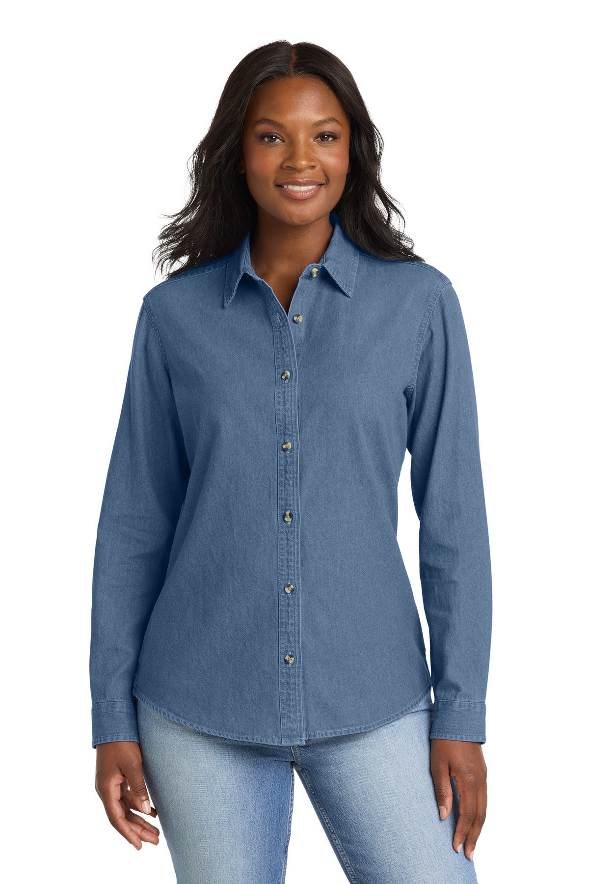 Port & Co LSP10 Women's Long Sleeve Value Denim Shirt