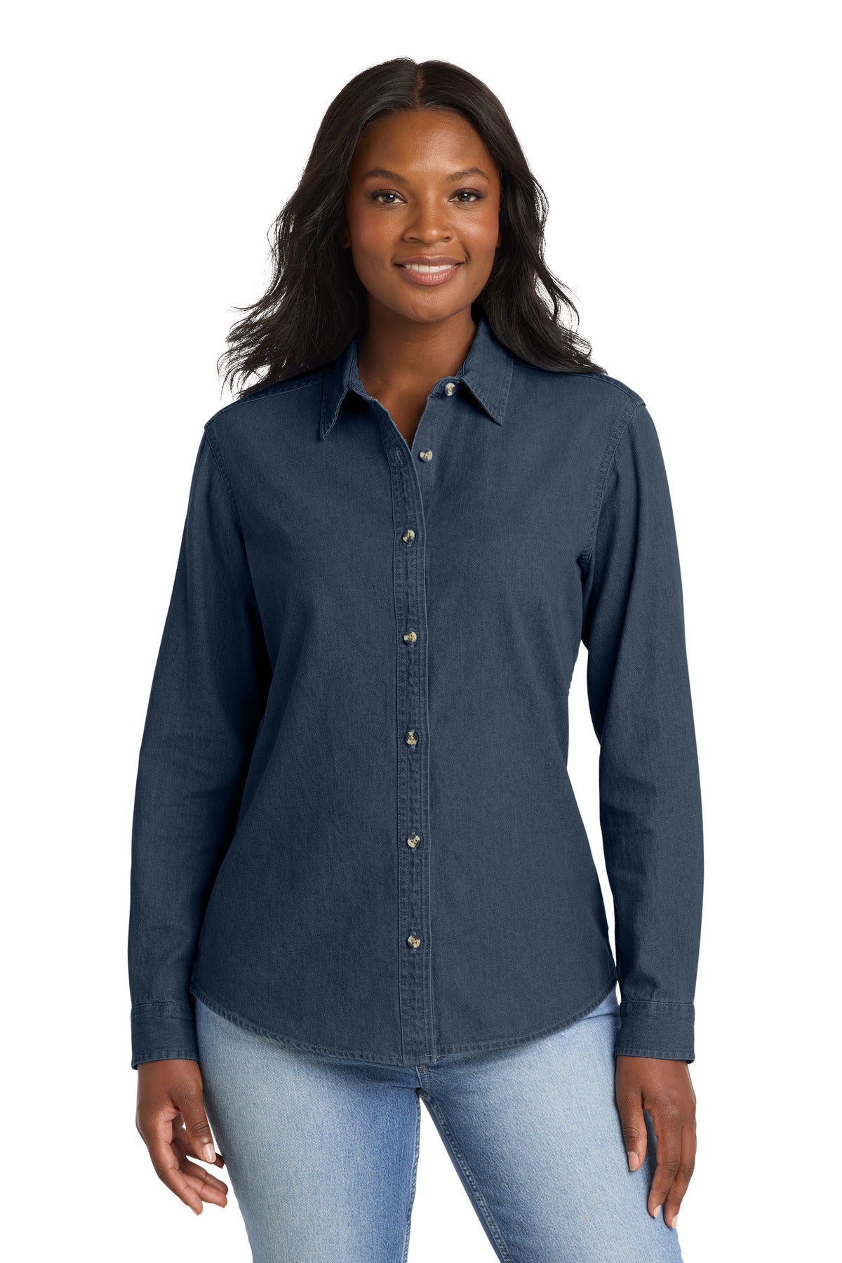 Port & Co LSP10 Women's Long Sleeve Value Denim Shirt
