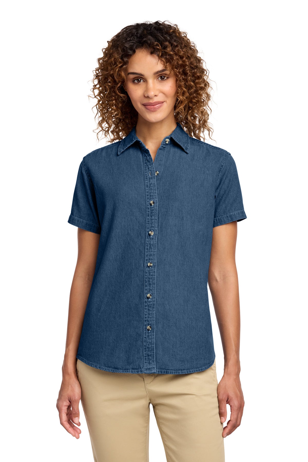 Port & Co LSP11 Women's Short Sleeve Value Denim Shirt