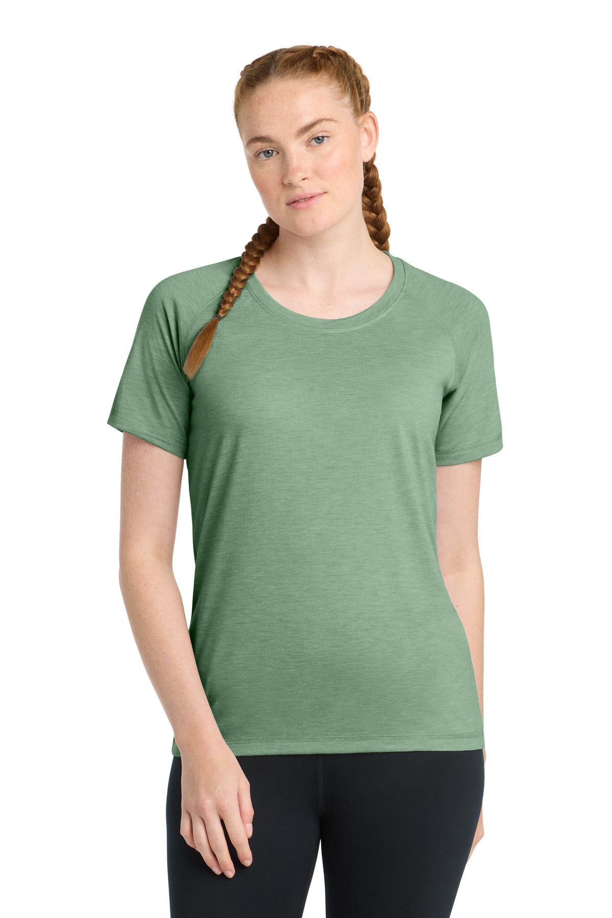Sport-Tek LST400 Women's PosiCharge Tri-Blend Wicking Scoop Neck Raglan Tee