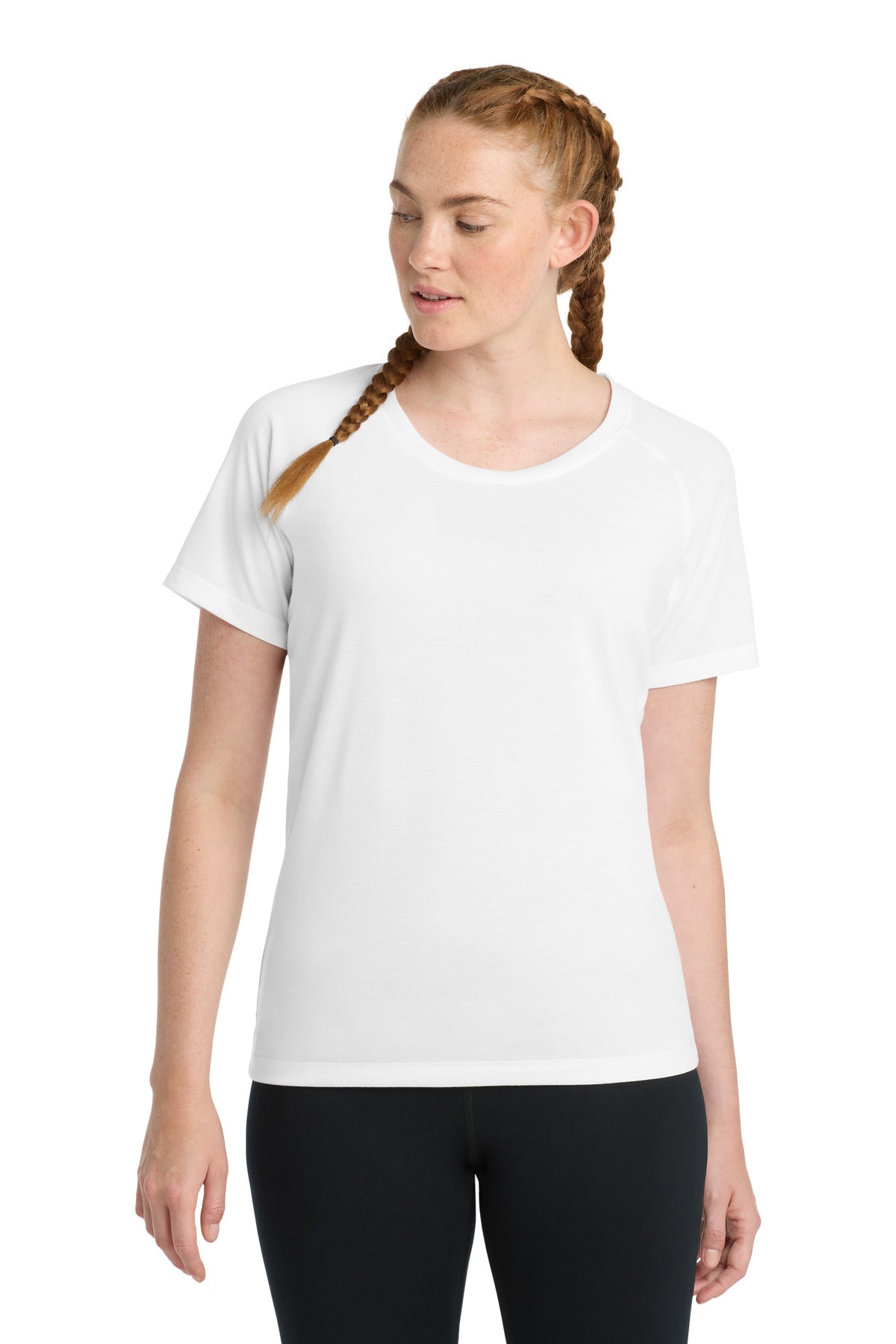 Sport-Tek LST400 Women's PosiCharge Tri-Blend Wicking Scoop Neck Raglan Tee