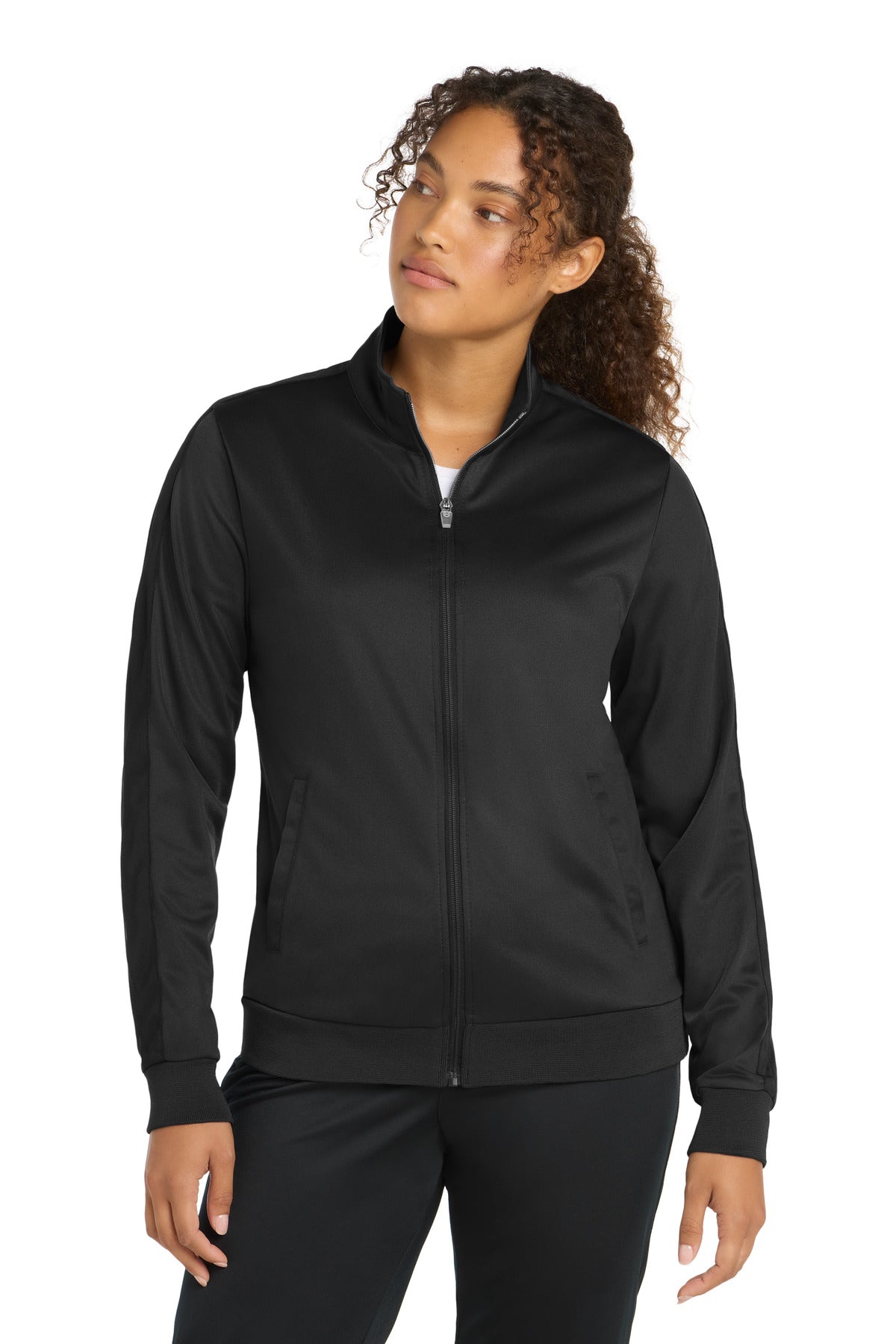 Sport-Tek LST94 Women's Tricot Sleeve Stripe Track Jacket