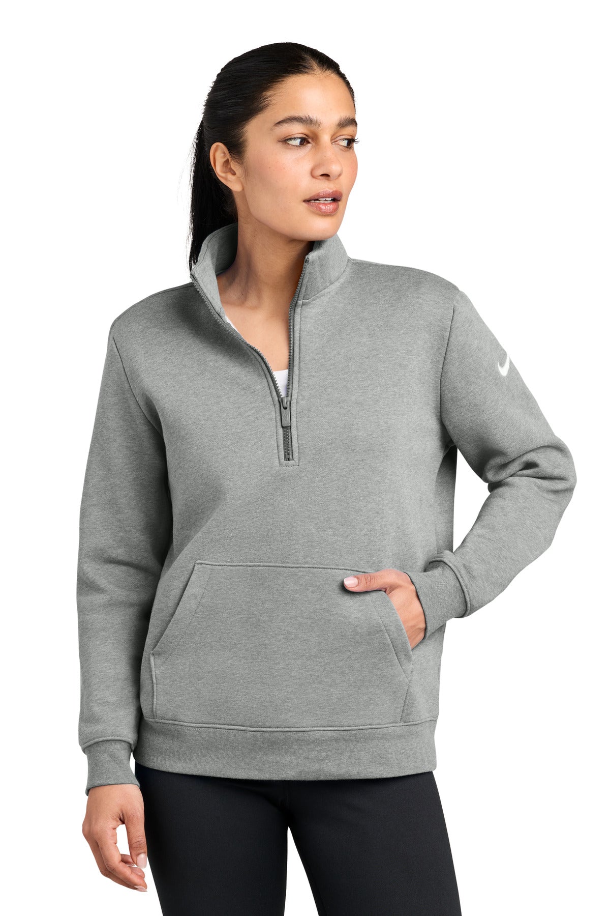 Nike NKDX6720 Women's Club Fleece Sleeve Swoosh 1/2-Zip