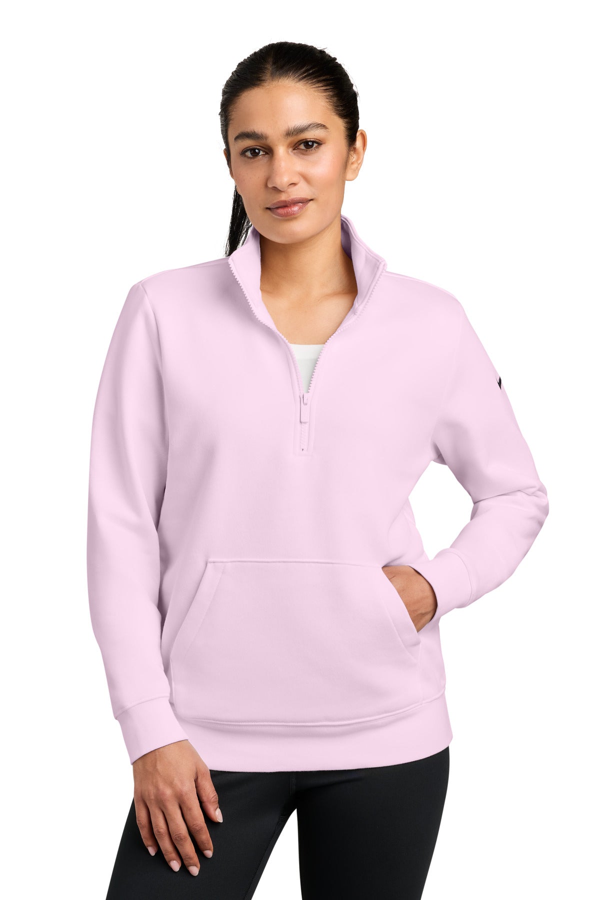 Nike NKDX6720 Women's Club Fleece Sleeve Swoosh 1/2-Zip